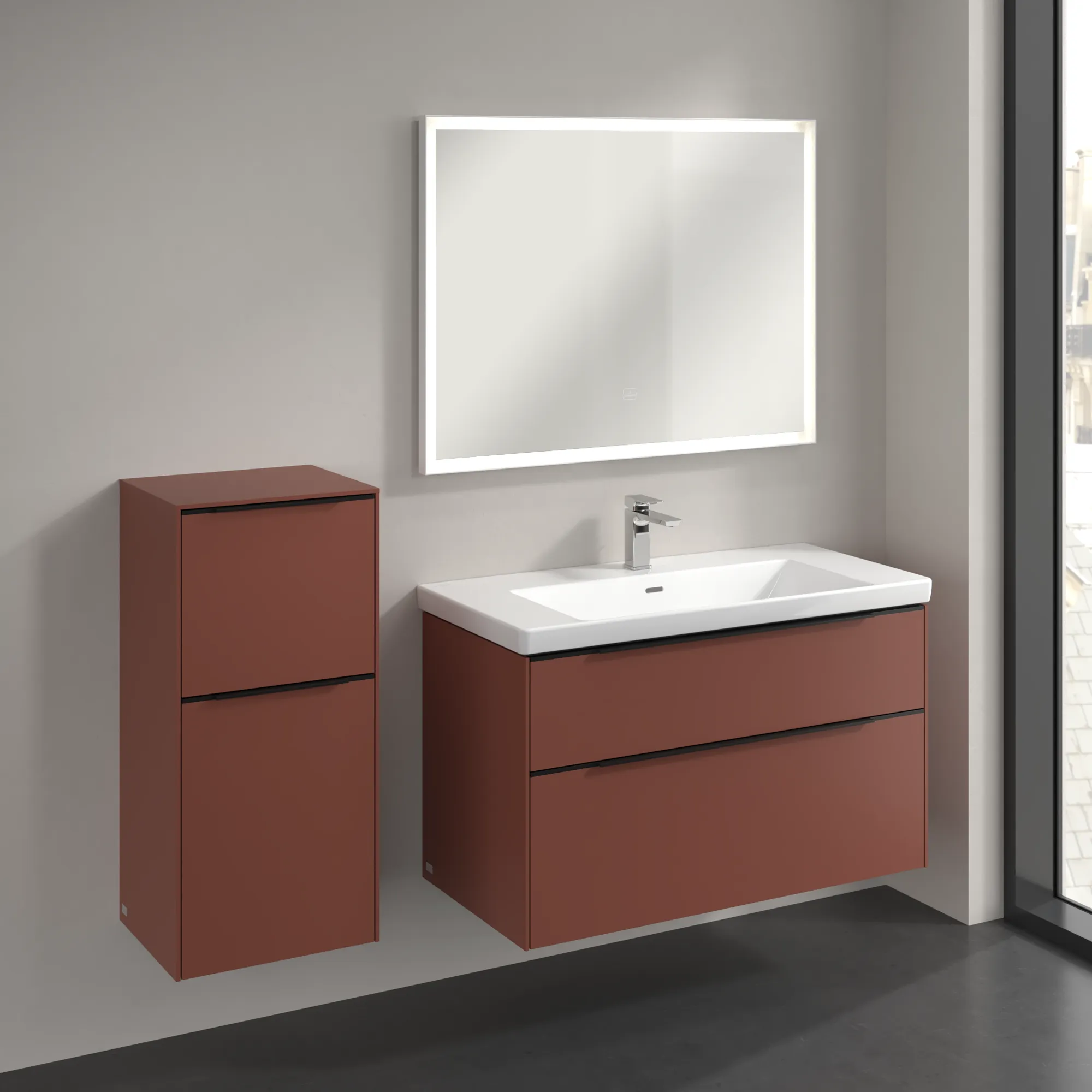 Villeroy & Boch Subway 3.0 Seitenschrank C59401, 400 x 860 x 362 mm, Anschlag links, Wine Red