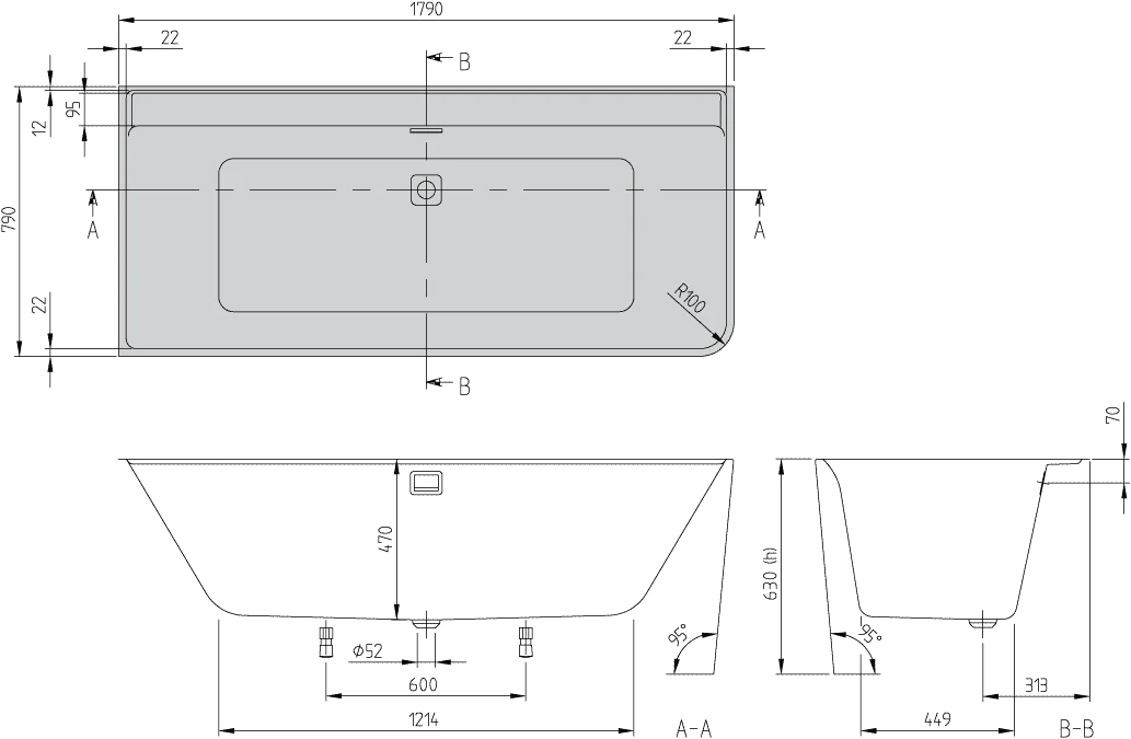 Villeroy & Boch Collaro Vorwand-Badewanne links mit Whirlpoolsystem Airpool Entry Villeroy & Boch Collaro Vorwand-Badewanne links mit Whirlpoolsystem Airpool Entry