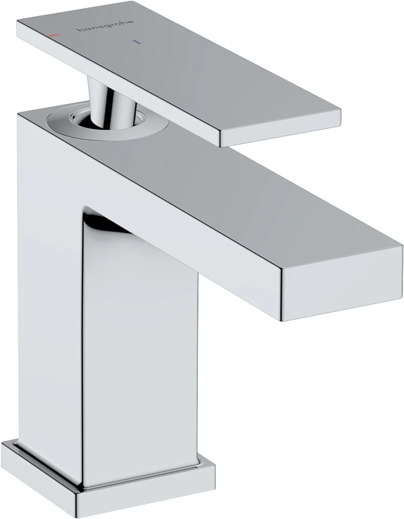 Hansgrohe Tecturis E Einhebel-Waschtischmischer 80 CoolStart mit Zugstangen-Ablaufgarnitur Chrom, Ausladung 122 mm, Auslaufhöhe 90 mm