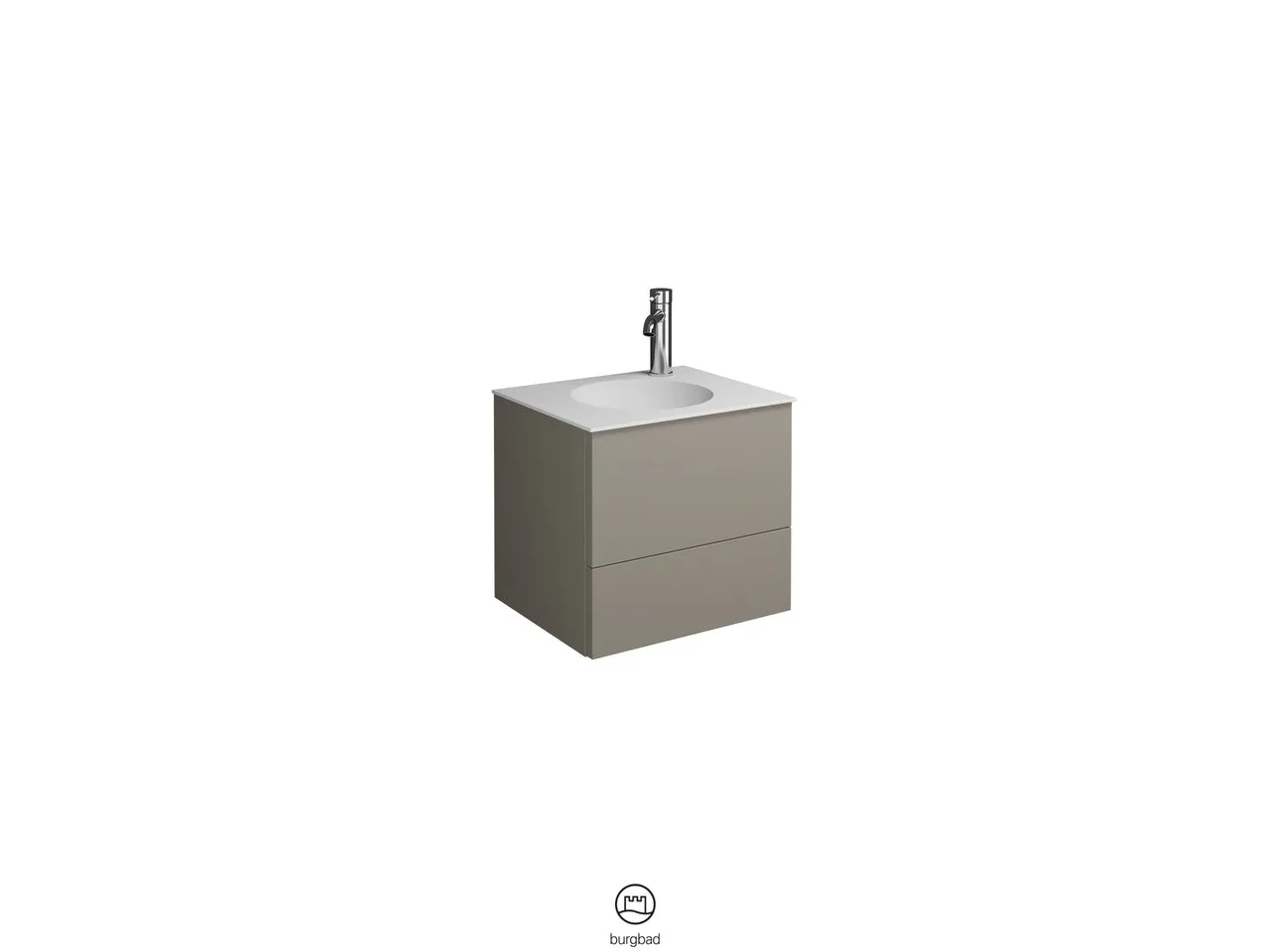 burgbad Coco Mineralguss-Waschtisch inkl. Waschtischunterschrank, 406 mm hoch, 373x450 mm, PG2