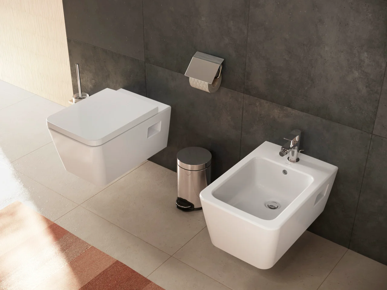 Hansgrohe EluPura Original Q Wandbidet 540 mm, weiß, glänzend, mit Hahnloch und Überlauf