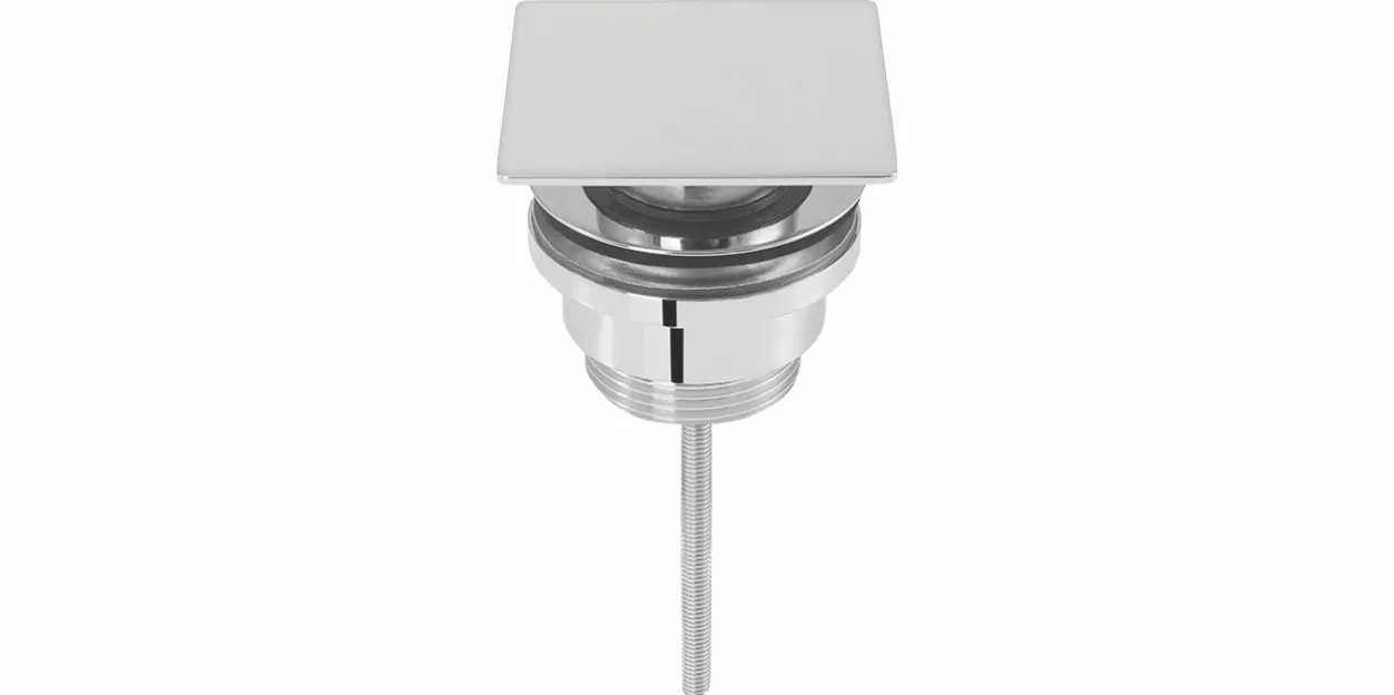 Design-Ablaufventil 1 1/4″ Messing vc flach quadratisch, nicht verschließbar
