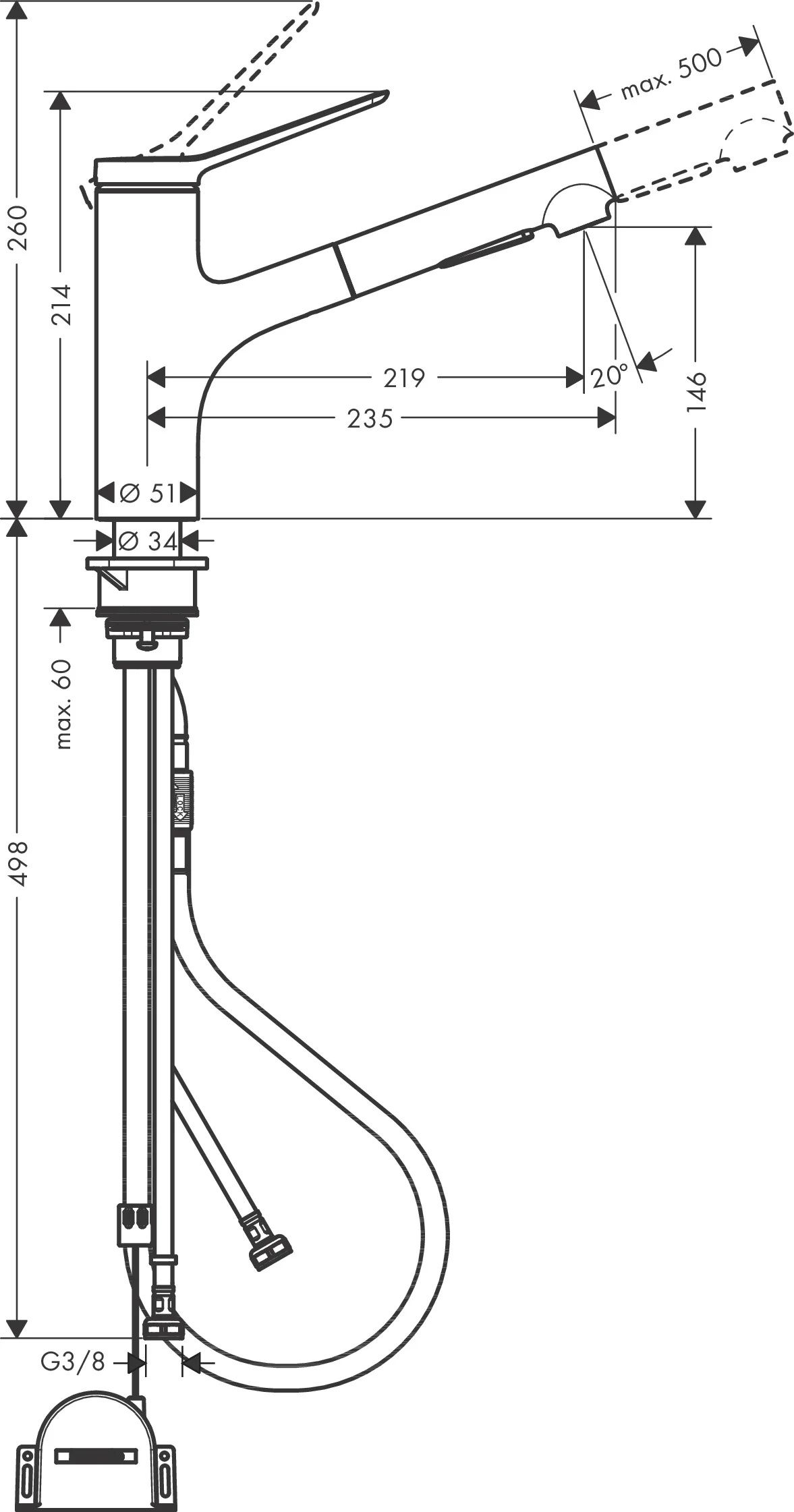 Hansgrohe Zesis M33 Einhebel-Küchenmischer 150 mit Ausziehbrause 2jet sBox lite Chrom