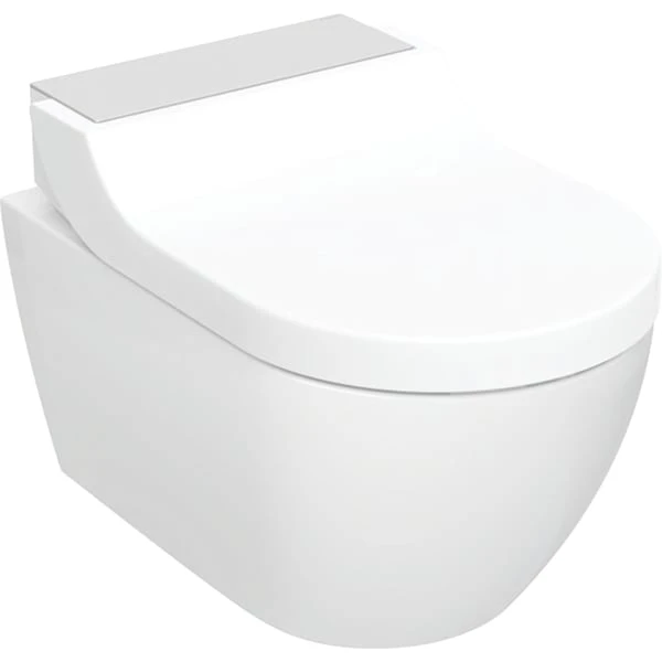 Geberit Wand-Dusch-WC Komplettanlage AquaClean „Tuma“ Comfort in Edelstahl gebürstet, Befestigung sichtbar, ohne Spülrand