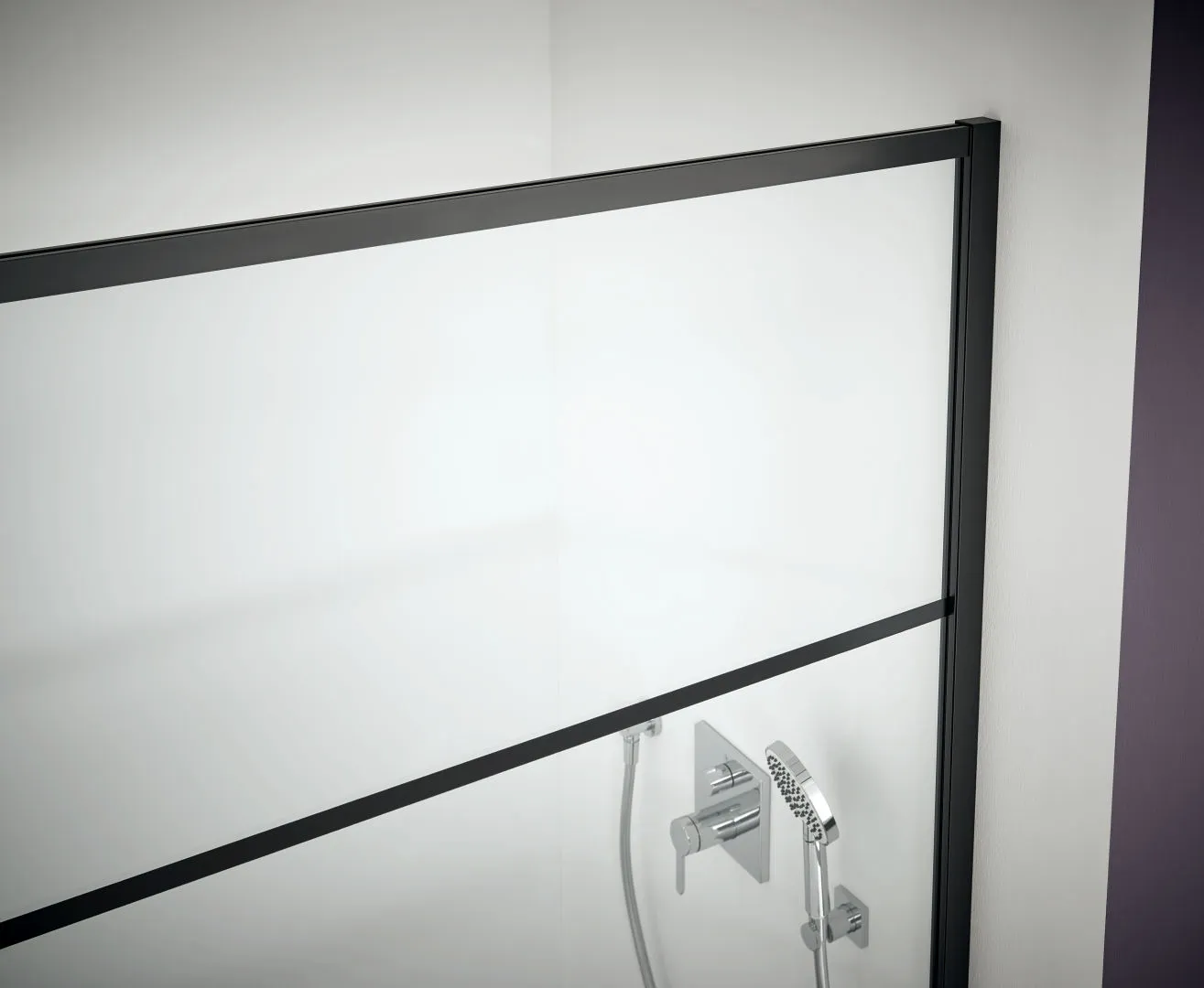 Kermi Duschdesign Walk-In-Duschkabine „WALK-IN XD“ Glas Klar, Profile Schwarz Soft (RAL 9005), BV: 890 - 910 mm WE: 890 - 910 mm H: 2000 mm