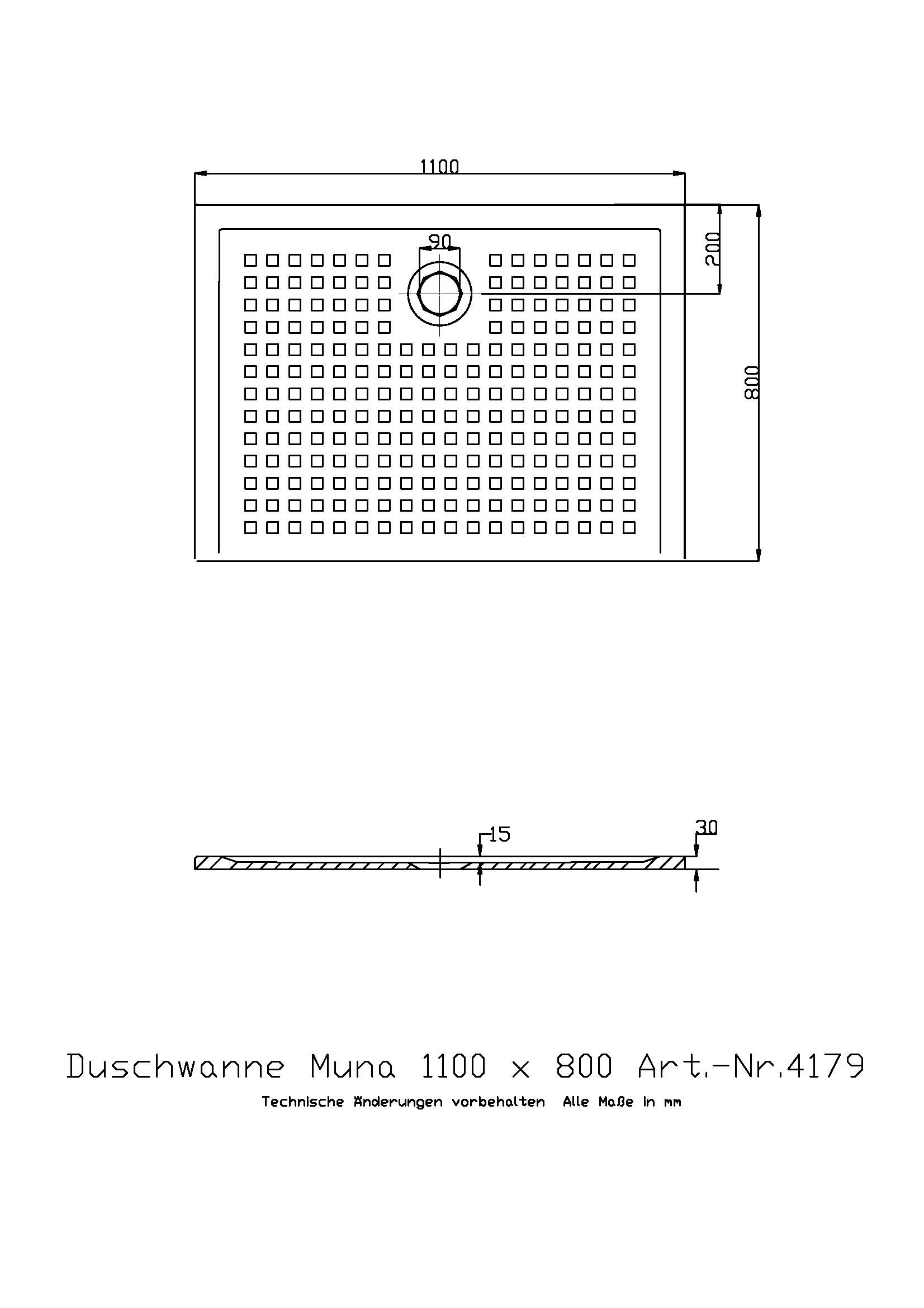 Duschwanne „Muna“ Rechteck 110 × 80 cm in Weiß