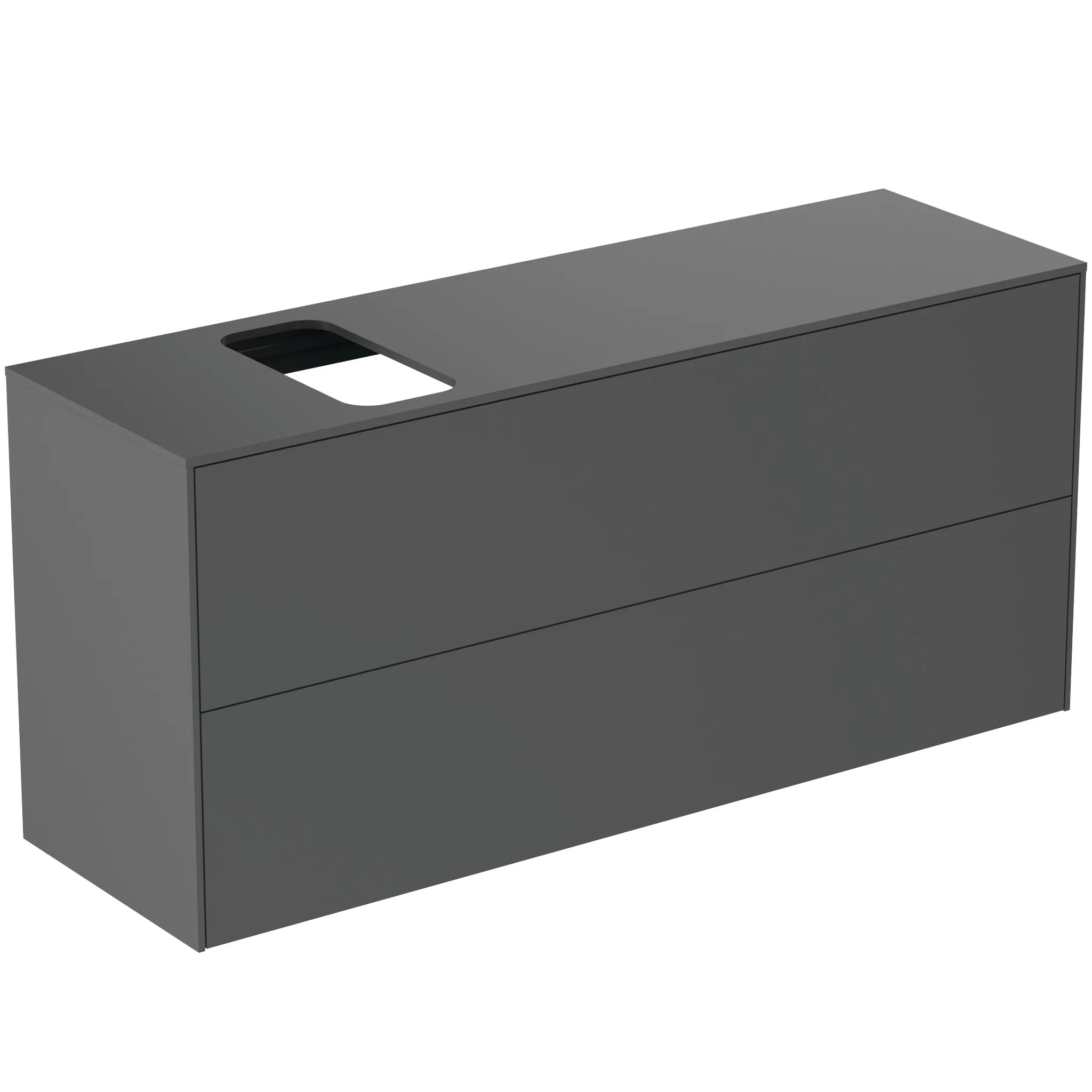 Ideal Standard Conca Waschtischunterschrank, Anthrazit matt, 1.202 x 373 x 550 mm, 2 Auszüge mit Push-Open und Softclose-Einzug, wahlweise links oder rechts