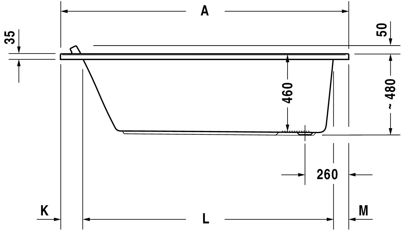 Duravit Whirlwanne „Starck“ rechteck 160 × 70 cm, Fußablauf