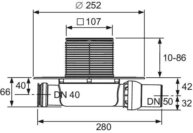 Drainpoint S 112 Boden-Ablaufset, waagerecht, superflach mit Seal System Universalflansch