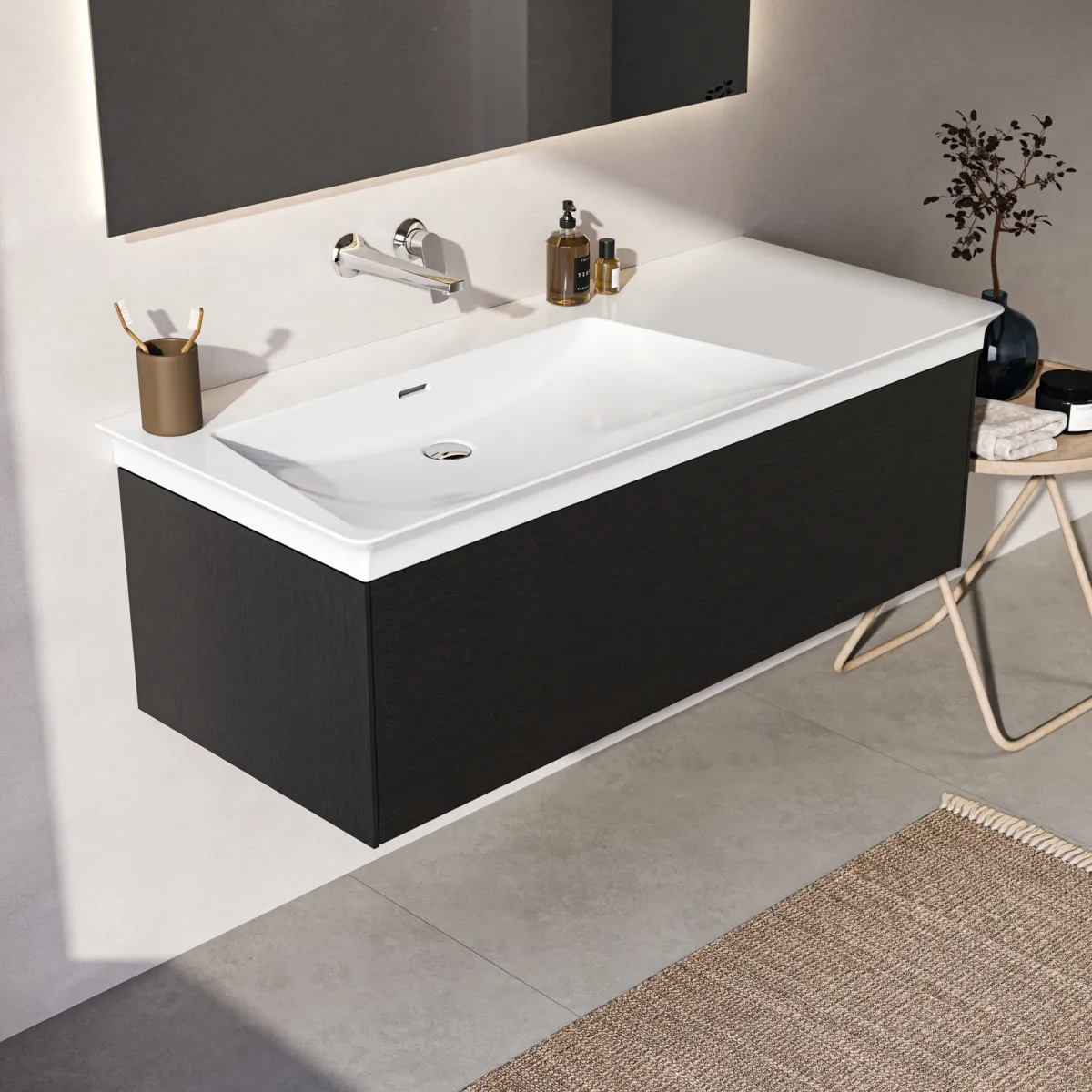 Ideal Standard Waschtischunterschrank „Conca“ 120 × 37 × 50,5 cm Eiche geflammt Furnier Ideal Standard Waschtischunterschrank „Conca“ 120 × 37 × 50,5 cm Eiche geflammt Furnier