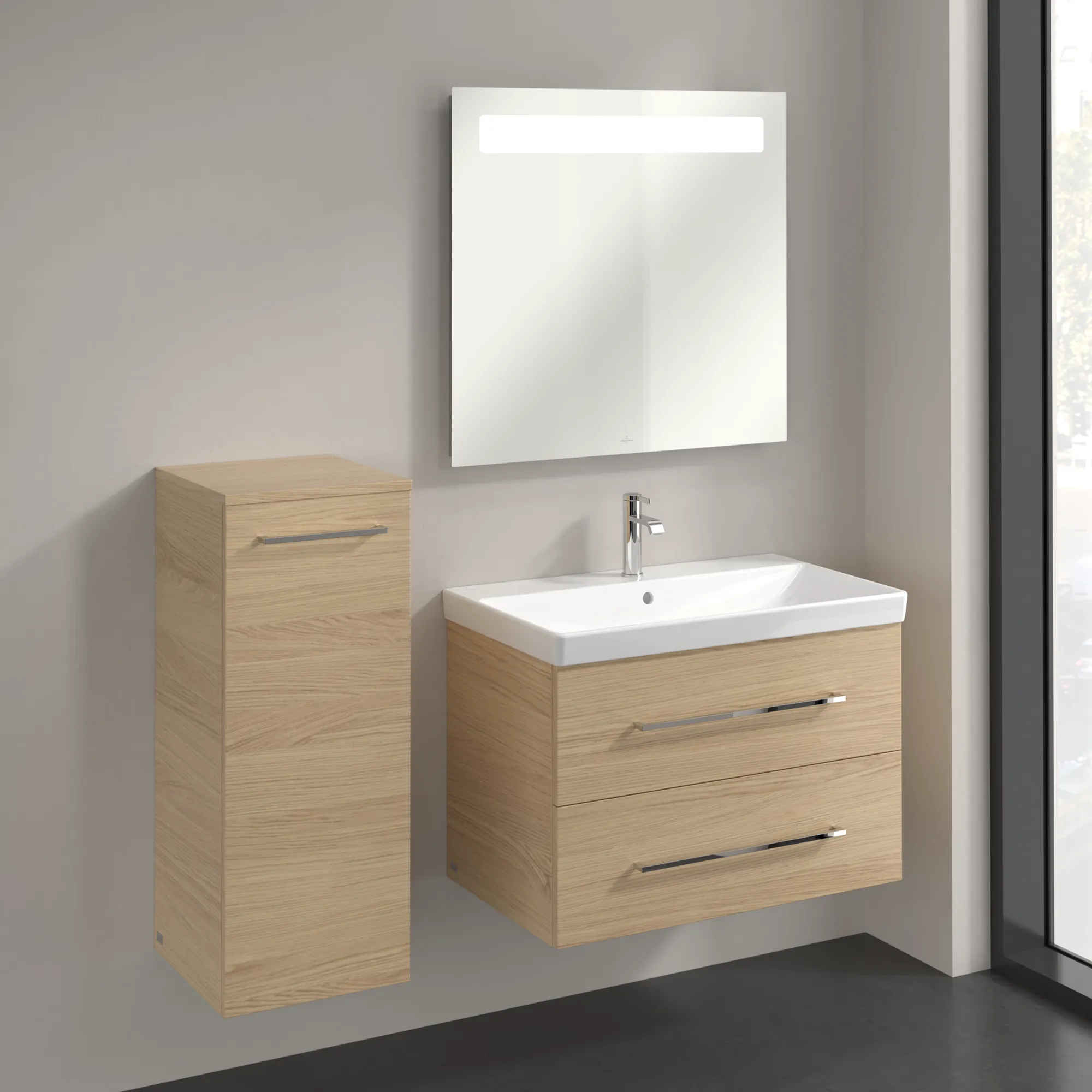 Villeroy & Boch Seitenschrank „Avento“ 35 × 89 × 37,3 × 37,3 cm Nordic Oak, Anschlag links, Soft Closing, 1 Tür
