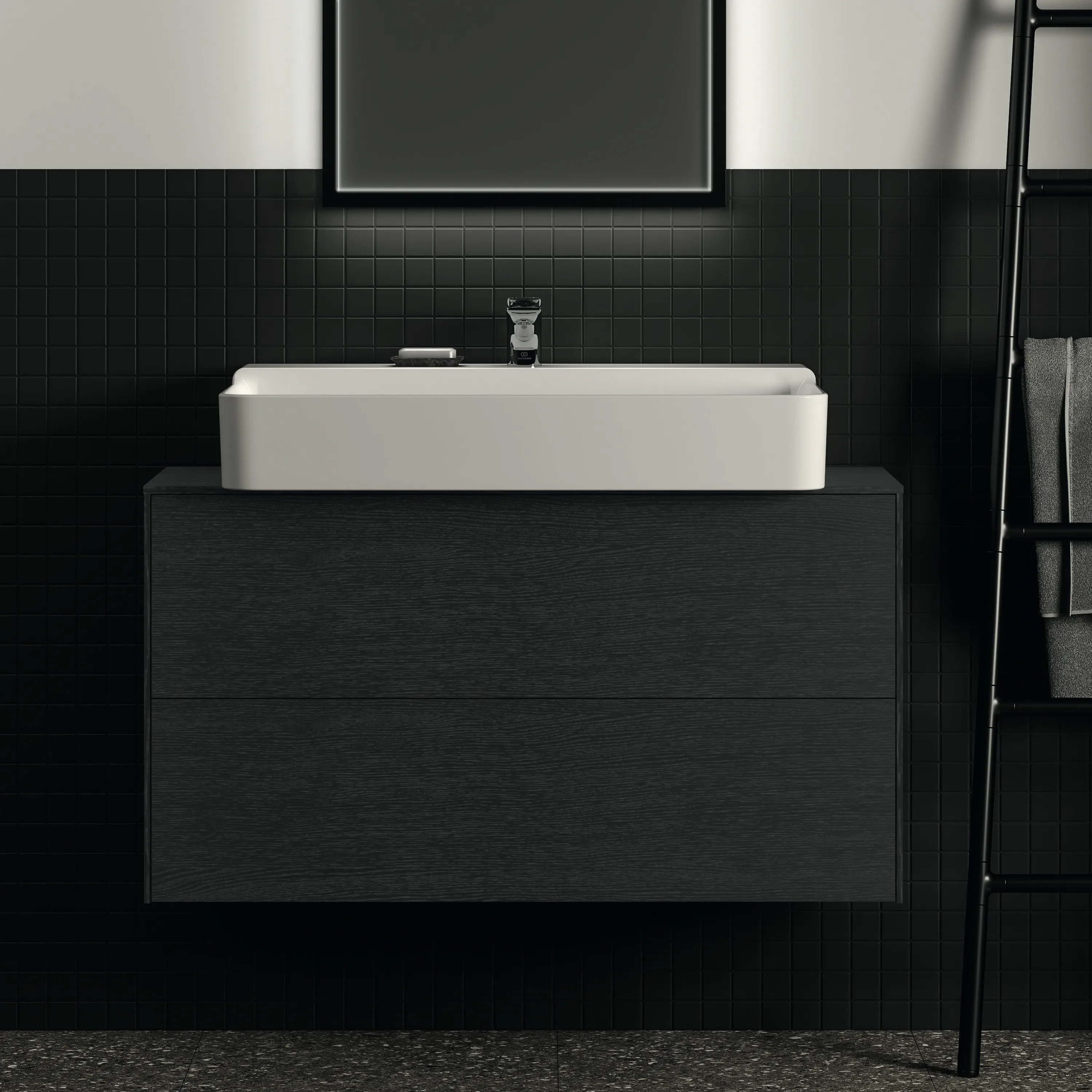 Ideal Standard Waschtischunterschrank „Conca“ 100,2 × 55 × 37,3 cm Eiche geflammt Furnier Ideal Standard Waschtischunterschrank „Conca“ 100,2 × 55 × 37,3 cm Eiche geflammt Furnier