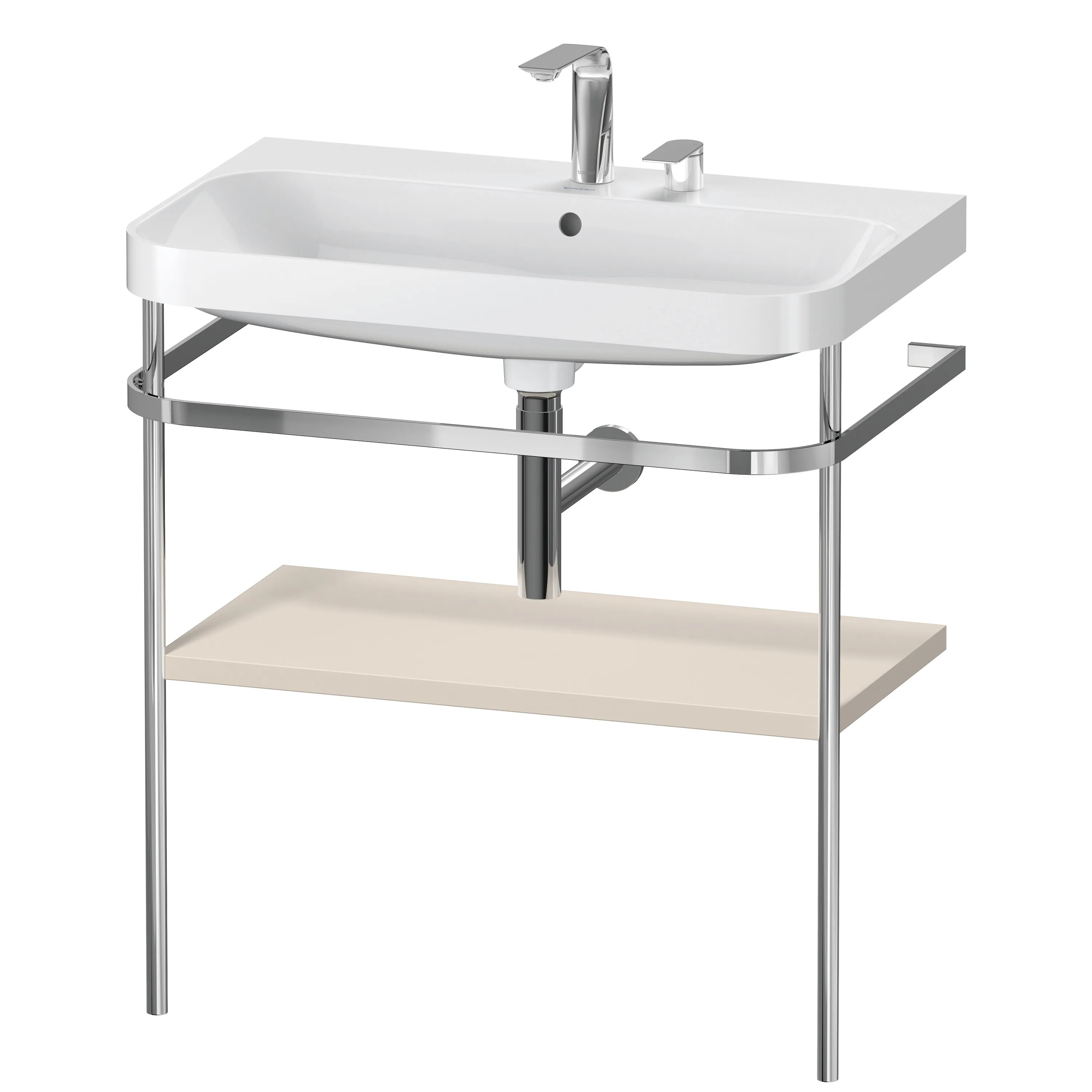 Duravit Waschtischunterschrank c-shaped Set mit Metallkonsole „Happy D.2 Plus“ 77,5 × 85 × 49 cm in Taupe Supermatt
