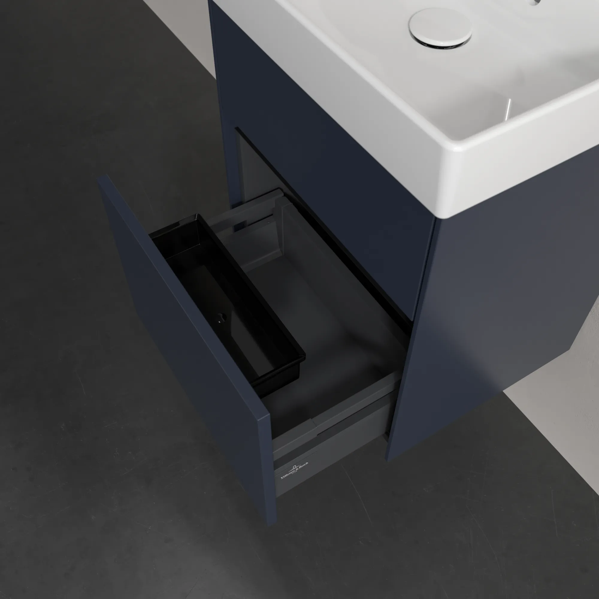 Villeroy & Boch Waschbeckenunterschrank Collaro C00600 Marine Blue, 460x374 mm, Höhe 546 mm, mit SoftClosing und integrierten Aluminiumgriffen Villeroy & Boch Waschbeckenunterschrank Collaro C00600 Marine Blue, 460x374 mm, Höhe 546 mm, mit SoftClosing und integrierten Aluminiumgriffen