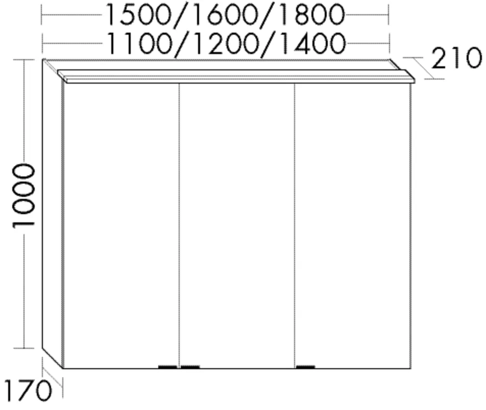 Spiegelschrank rc40Solitaire von burgbad - beidseitig verspiegelt, LED-Aufsatzleuchte 4000 K, 170 mm tief, 1100 mm breit, 1000 mm hoch
