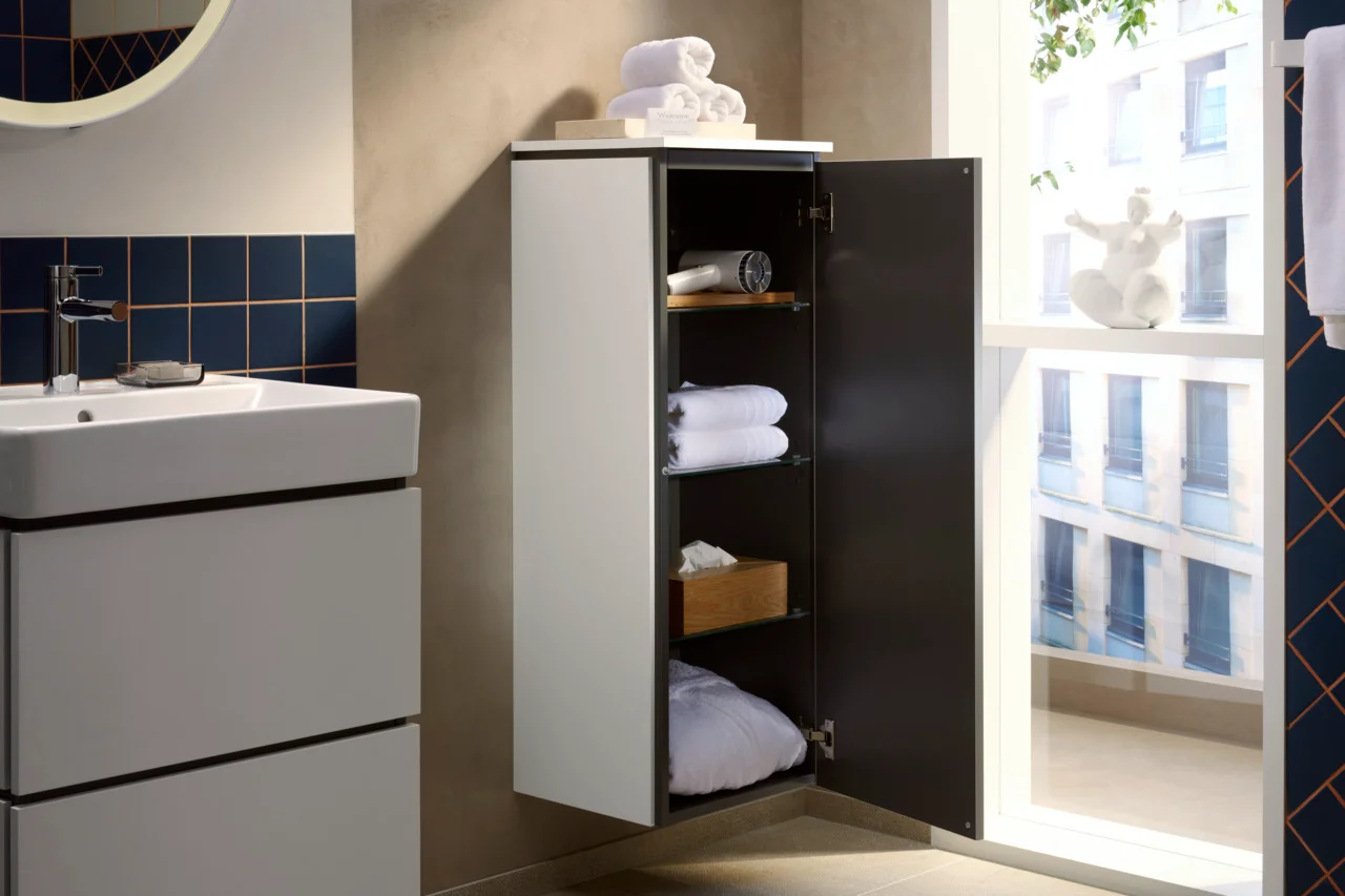 Hansgrohe Waschtischunterschrank Xilesa E, Mattweiß, 580 x 470 mm, 2 Schubkästen PushOpen, SoftClose, Wandmontage