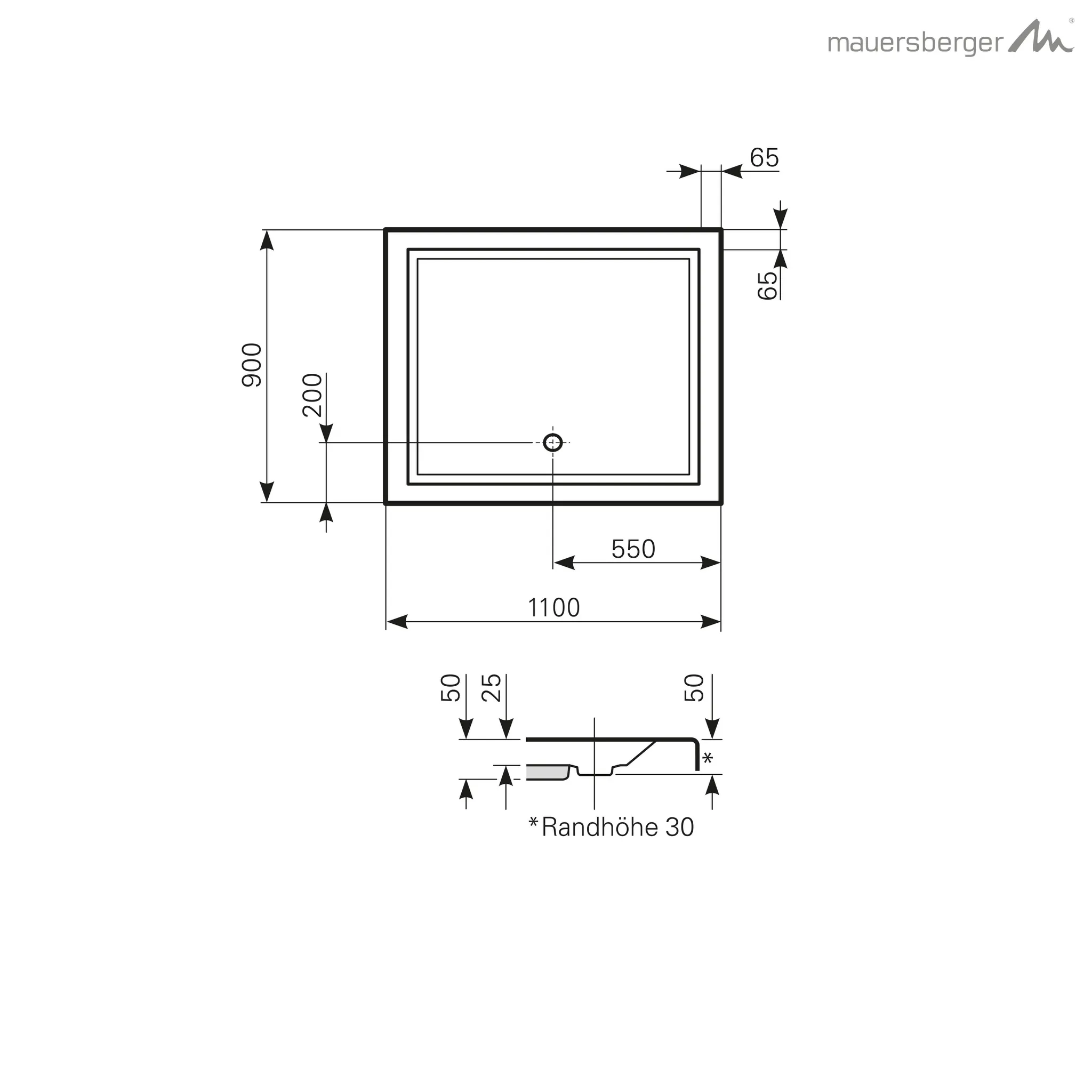 Mauersberger lupina Acryl-Duschwanne Rechteckform lupina 110⁄90 SF 1100x900x50, rein-weiß Mauersberger lupina Acryl-Duschwanne Rechteckform lupina 110⁄90 SF 1100x900x50, rein-weiß