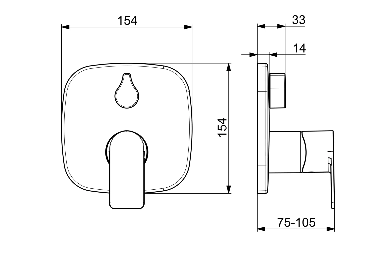 HansaSTELA Wannen- und Brausearmatur Einhebelmischer Fertigmontageset für Wanne/Brause HansaSTELA 8784 Rosette soft edge mit Sicherungseinrichtung Chrom
