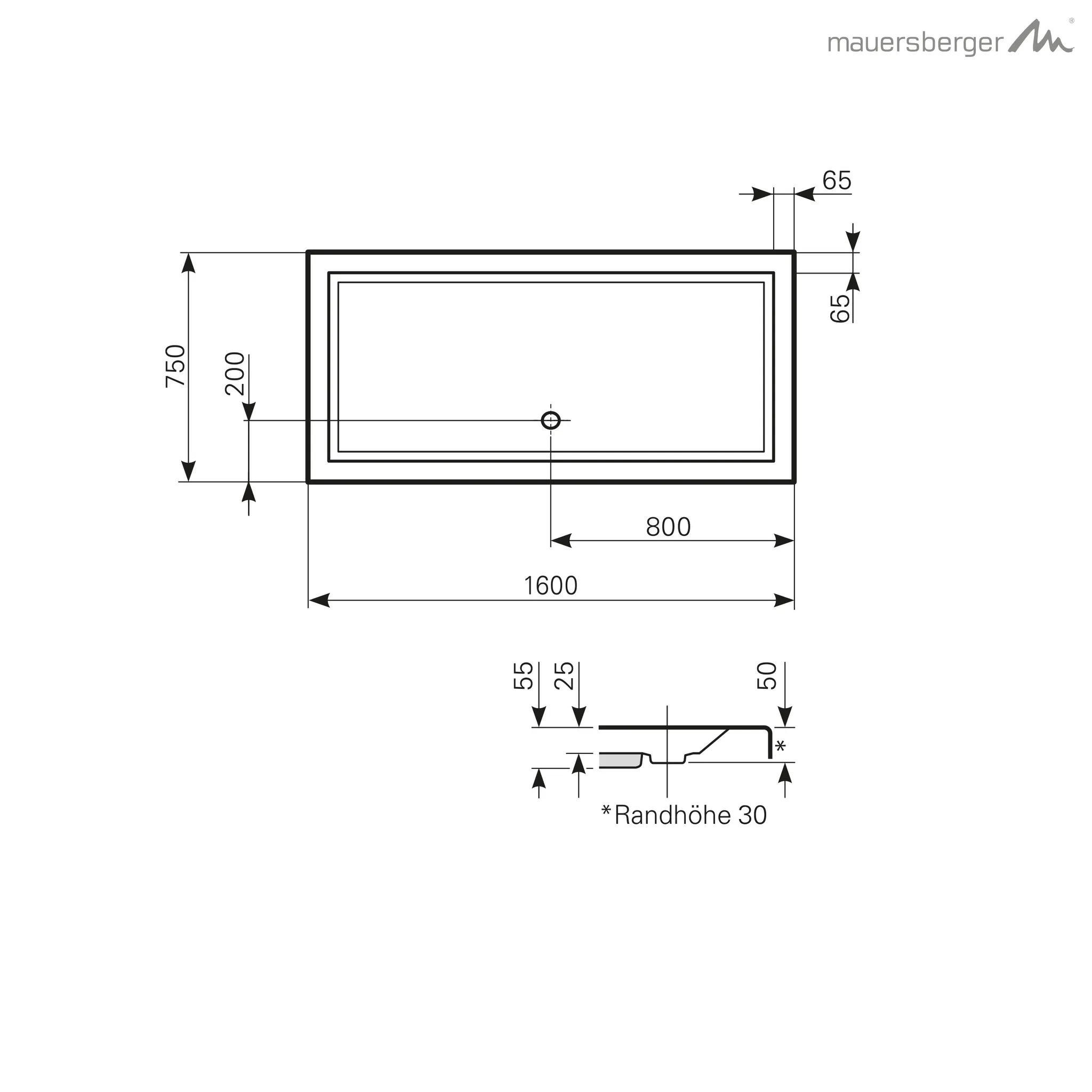 Mauersberger lupina Acryl-Duschwanne lupina 160⁄75 SF