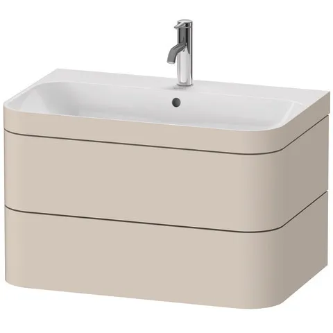 Duravit Waschtischunterschrank c-bonded Set wandhängend „Happy D.2 Plus“ 775 × 480 × 490 mm Taupe Supermatt, mit Hahnlochbohrung Duravit Waschtischunterschrank c-bonded Set wandhängend „Happy D.2 Plus“ 775 × 480 × 490 mm Taupe Supermatt, mit Hahnlochbohrung