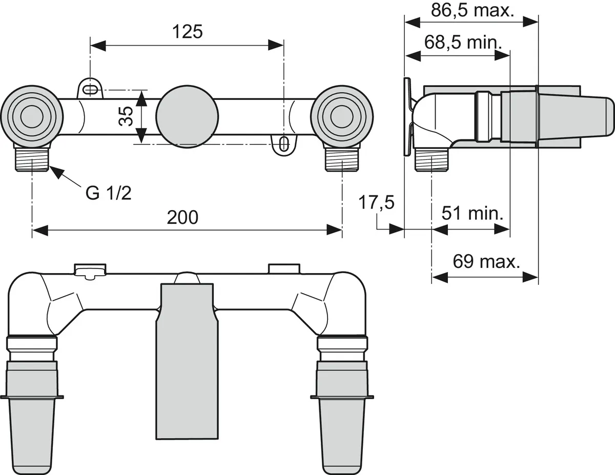 Unterputz-Bausatz 1, für Zweigriff-Wand-Waschtischarmatur Unterputz-Bausatz 1, für Zweigriff-Wand-Waschtischarmatur