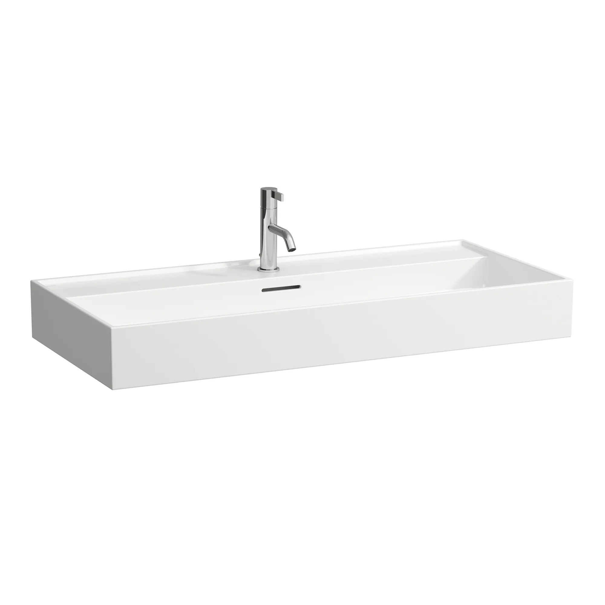 Waschtisch Kartell • 460x1000x145 1 Hahnloch mit Überlauf Standardablauf weiß Becken: mittig / Farbe: weiß / Größe: 100 × 46 cm / Hahnlochbohrung: mit 1×3 Hahnlochbohrungen / Oberflächenveredelung: ohne Oberflächenveredelung / Überlauf: mit Überlauf