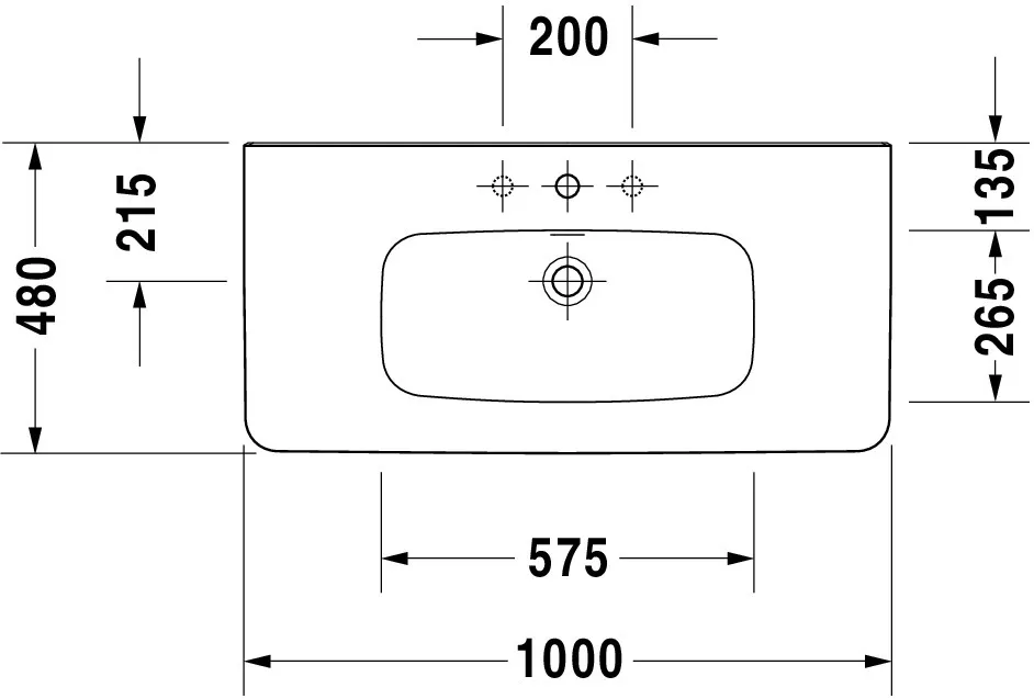 Wandwaschtisch „DuraStyle“, mit Überlauf, Hahnlochposition mittig Wandwaschtisch „DuraStyle“, mit Überlauf, Hahnlochposition mittig