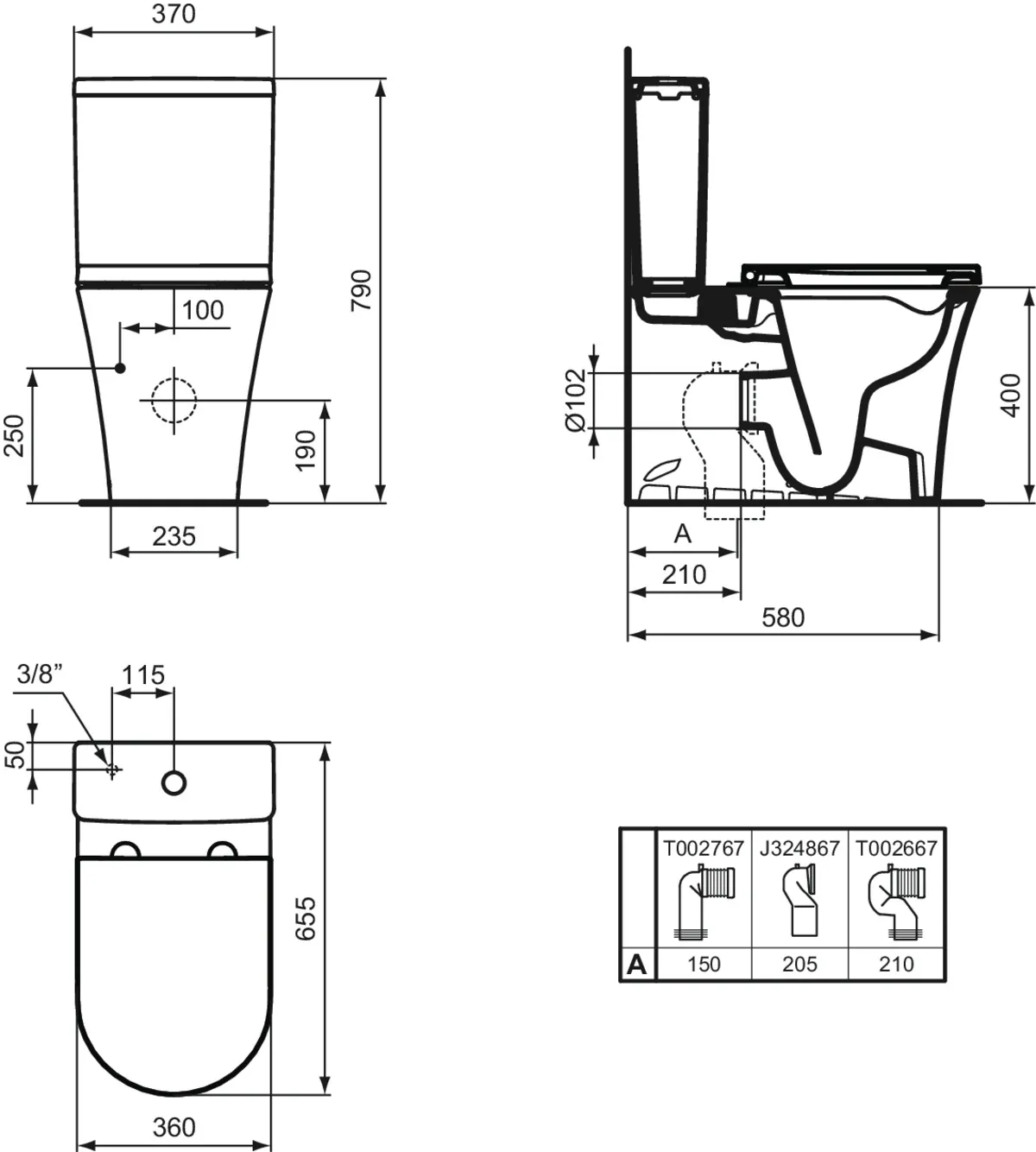 Ideal Standard Standtiefspül-WC Kombination La Dolce Vita AquaBlade Weiß Ideal Standard Standtiefspül-WC Kombination La Dolce Vita AquaBlade Weiß