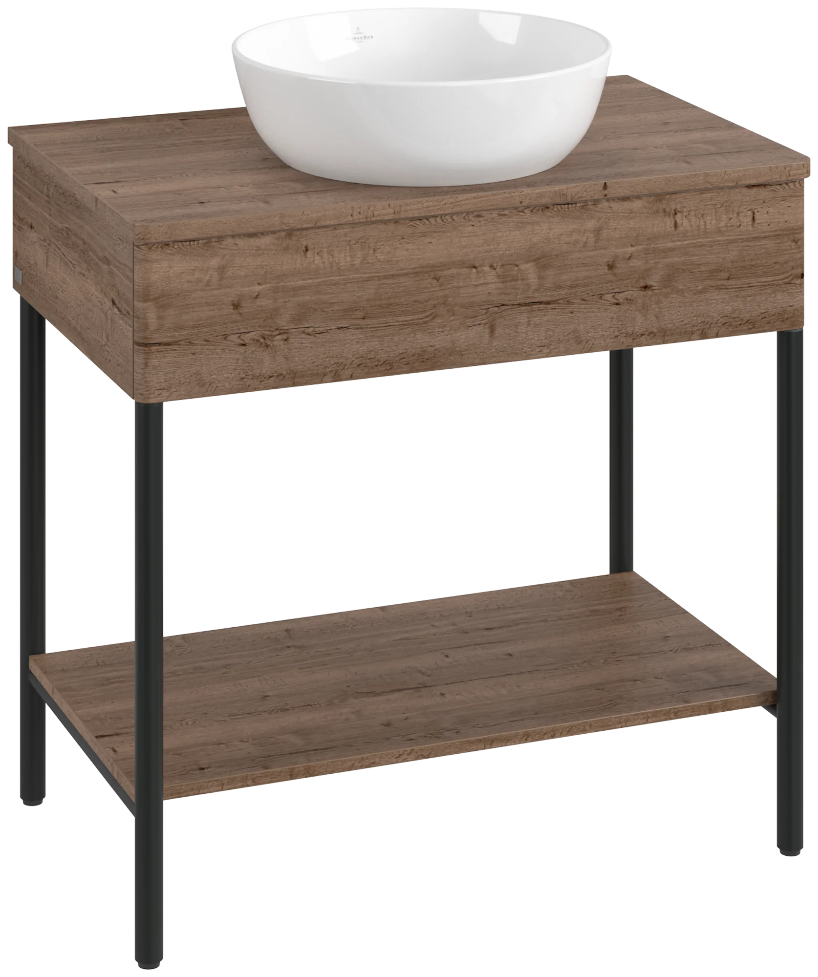 Villeroy & Boch Waschbeckenunterschrank Artis K63011, Eckig Tobacco Oak, 800x782x500mm, mit Metallgestell, Push-to-open Funktion, 1 Auszug Villeroy & Boch Waschbeckenunterschrank Artis K63011, Eckig Tobacco Oak, 800x782x500mm, mit Metallgestell, Push-to-open Funktion, 1 Auszug