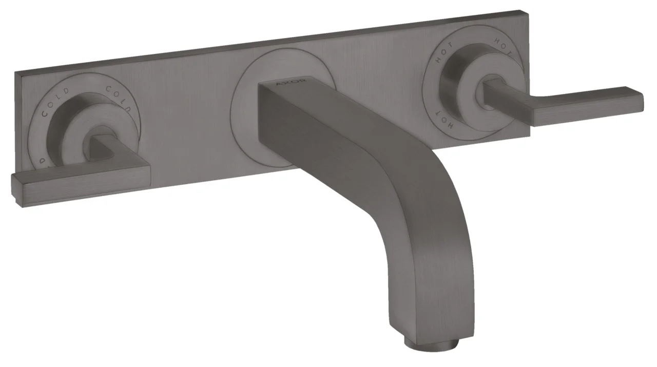 Hansgrohe AXOR Citterio 3-Loch Waschtischarmatur Unterputz, Brushed Black Chrome, Ausladung 226 mm, Hebelgriff, Normalstrahl, max. Durchfluss 5 l/min
