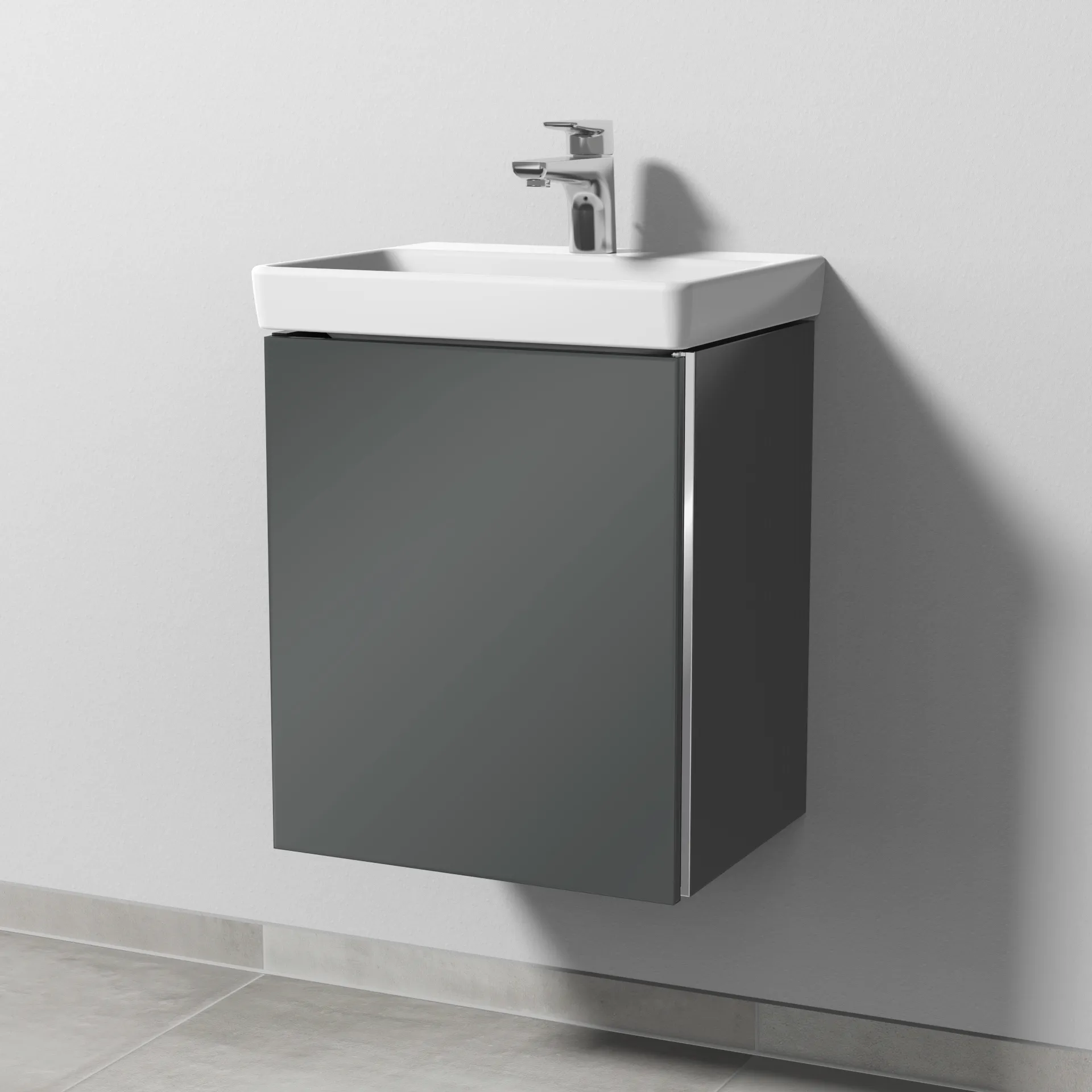 Sanipa Waschtischunterschrank „3way“ passend zu Keramik-Waschtische Avento von Villeroy & Boch 430 × 510 × 352 mm in Anthrazit (glanz), Anschlag links