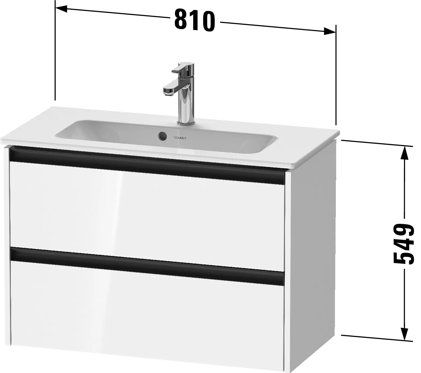 Duravit Waschtischunterschrank wandhängend „Ketho.2“ 81 × 54,9 × 39 cm in Eiche Natur