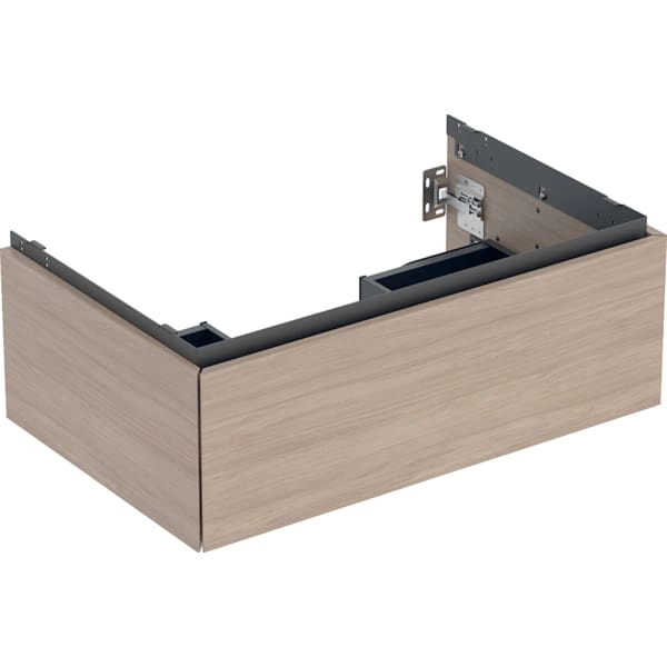Geberit ONE Unterschrank für Waschtisch, Eiche, 74 x 26,6 x 47 cm, mit einer Schublade und Push-to-open-Mechanismus