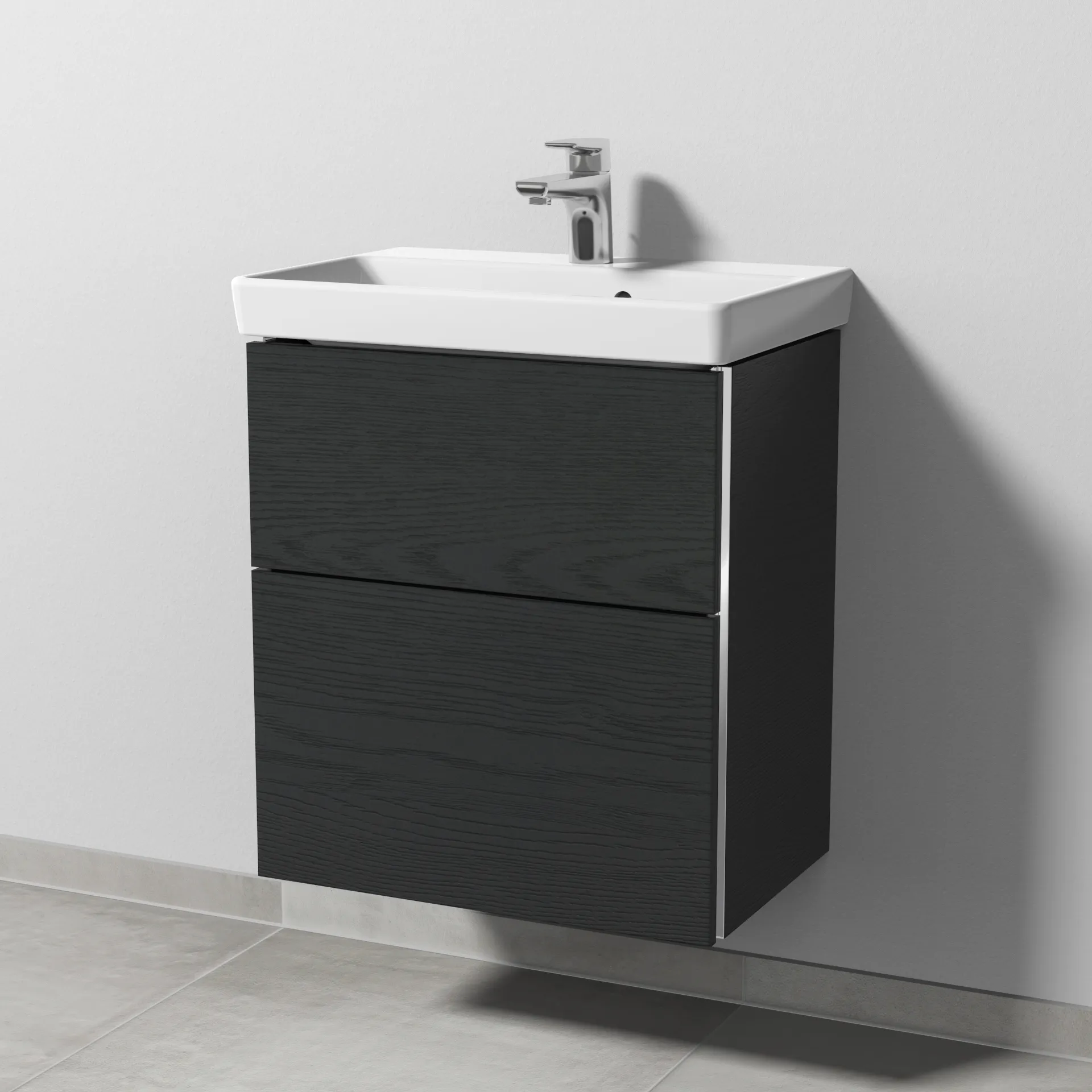 Sanipa Waschtischunterschrank „3way“ passend zu Keramik-Waschtische Avento von Villeroy & Boch 525 × 580 × 352 mm in Black Oak