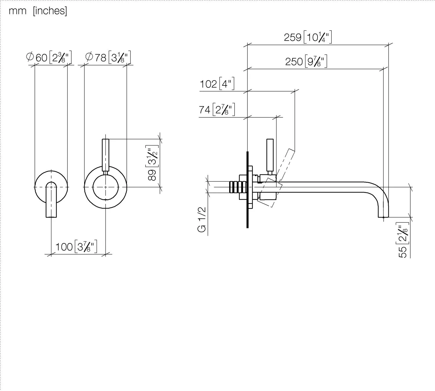 Dornbracht META Waschtisch-Wand-Einhandbatterie mit Einzelrosetten Chrom Dornbracht META Waschtisch-Wand-Einhandbatterie mit Einzelrosetten Chrom