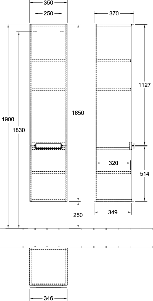 Villeroy & Boch Hochschrank „Subway 2.0“ 35 × 165 × 37 × 37 cm Nordic Oak, Anschlag rechts, ohne Beleuchtung Villeroy & Boch Hochschrank „Subway 2.0“ 35 × 165 × 37 × 37 cm Nordic Oak, Anschlag rechts, ohne Beleuchtung