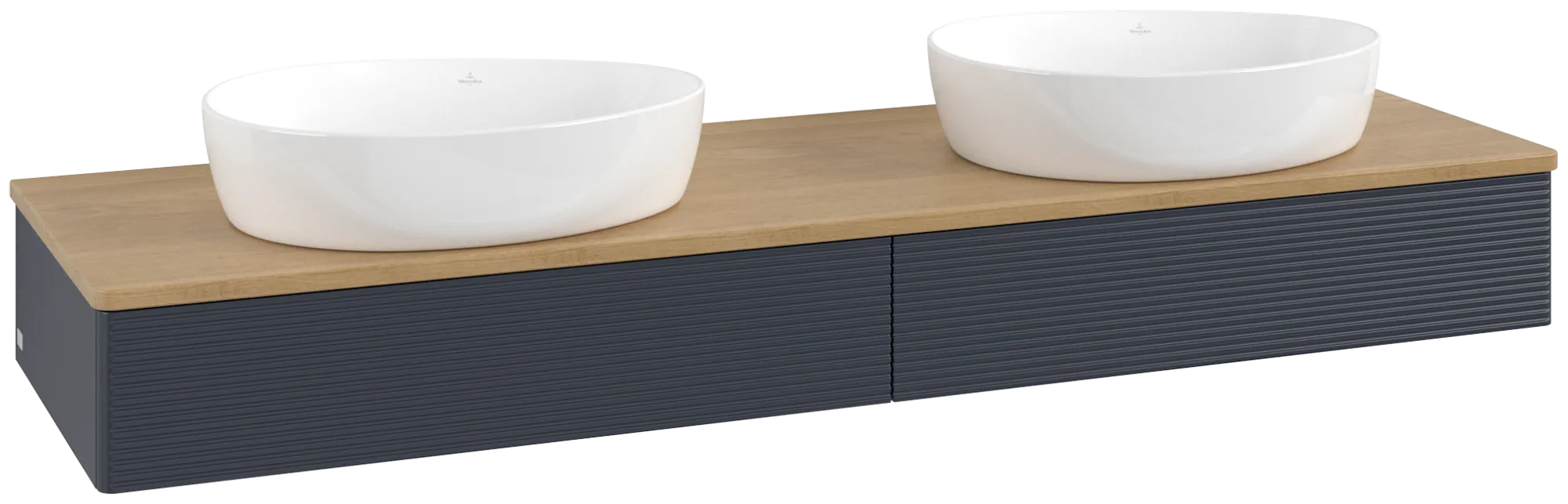 Villeroy & Boch Antao Waschbeckenunterschrank L17_1, 1600x190x500mm, Midnight Blue Matt Lacquer/Honey Oak