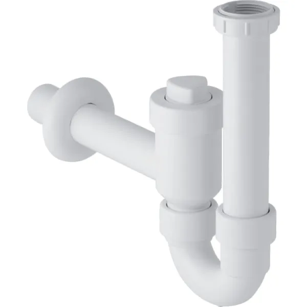 Rohrbogengeruchsverschluss für Waschbecken, absperrbar, mit Rückflussverhinderung, Abgang horizontal: d=40mm, G=1 1/2″, weiß-alpin Rohrbogengeruchsverschluss für Waschbecken, absperrbar, mit Rückflussverhinderung, Abgang horizontal: d=40mm, G=1 1/2″, weiß-alpin