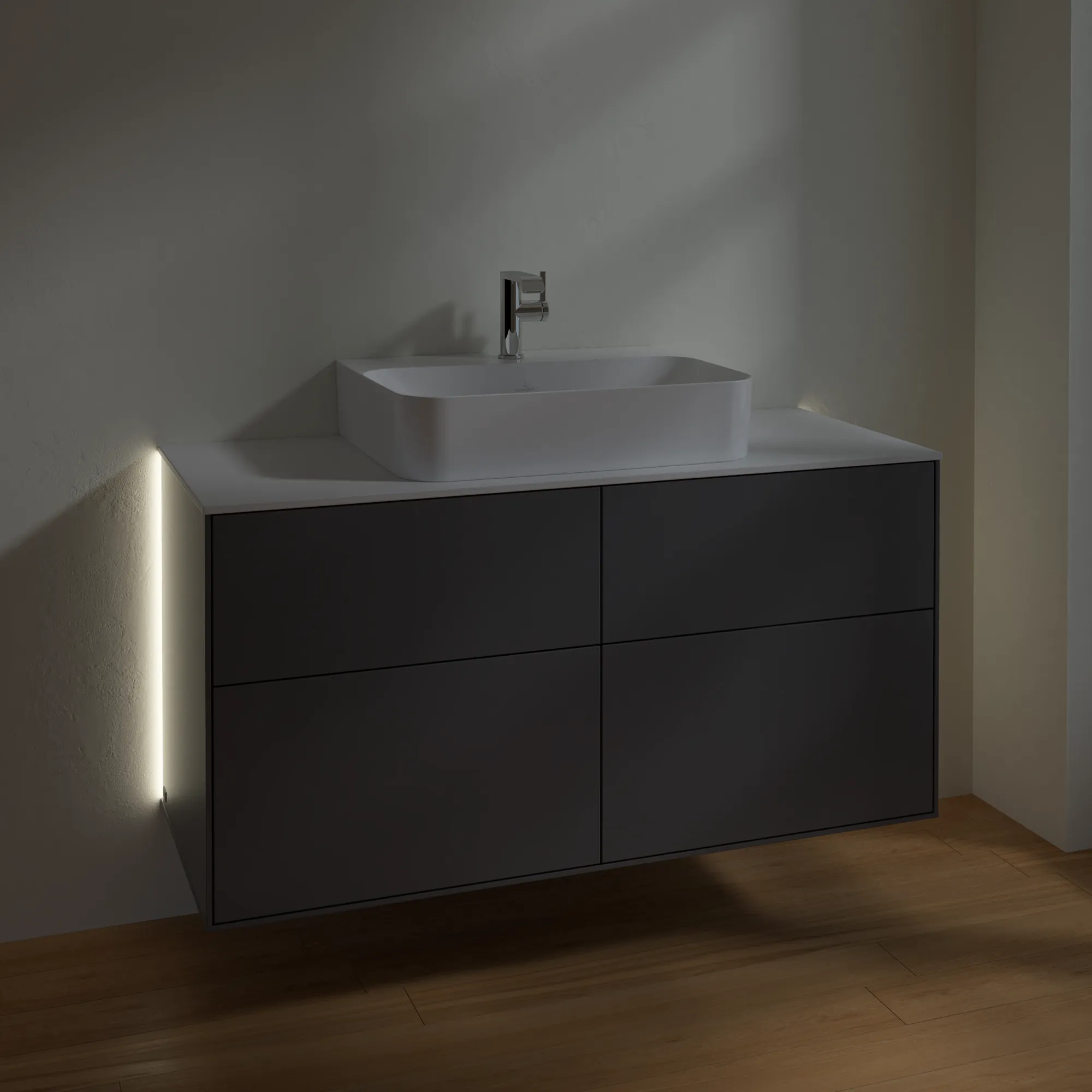 Villeroy & Boch Waschbeckenunterschrank Finion G13, 1200x603x501mm, anthrazit matt lackiert / glass white matt Villeroy & Boch Waschbeckenunterschrank Finion G13, 1200x603x501mm, anthrazit matt lackiert / glass white matt