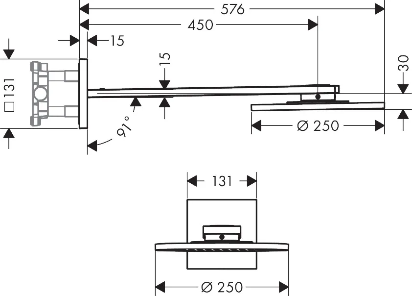 Kopfbrause 250 2jet Axor chrom mit Brausearm Kopfbrause 250 2jet Axor chrom mit Brausearm