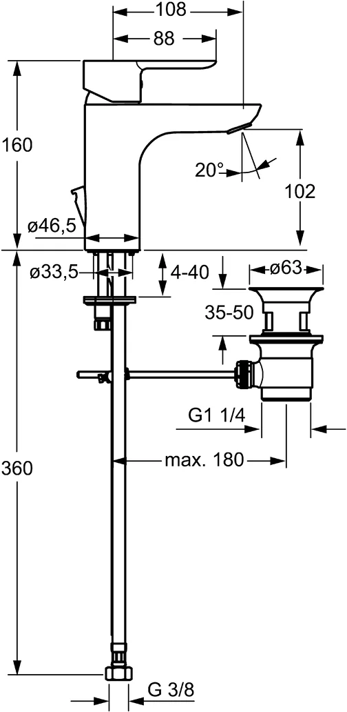 HansaLIGNA Einhebelmischer Waschtischbatterie HansaLIGNA 0609 Chrom