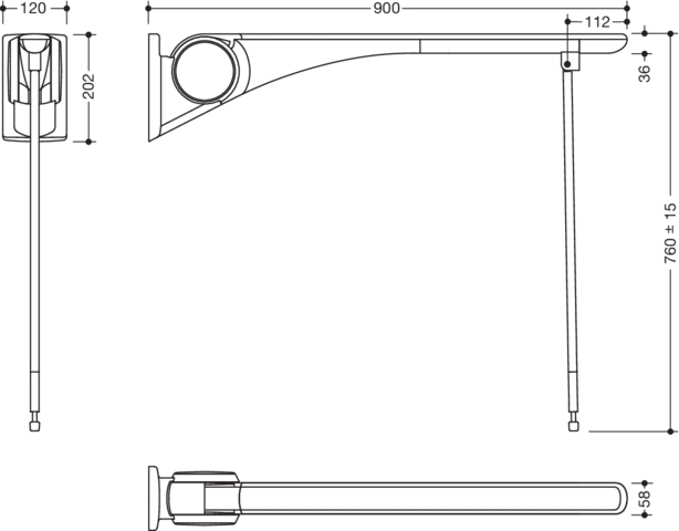 HEWI Stützklappgriff „Serie 802 LifeSystem“