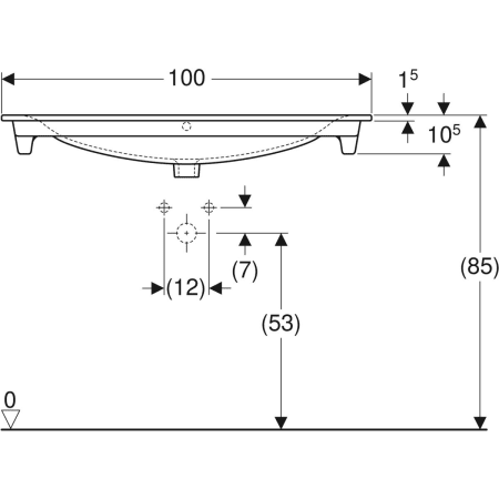 Geberit „Renova Plan“, mit Überlauf, Hahnlochposition mittig in weiß alpin