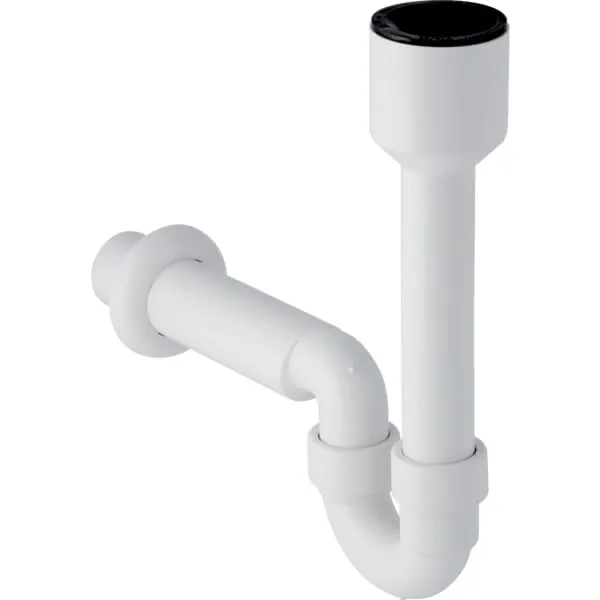 Rohrbogengeruchsverschluss für Ausgussbecken, mit Wandrosette, Abgang horizontal: d=40mm, weiß-alpin Rohrbogengeruchsverschluss für Ausgussbecken, mit Wandrosette, Abgang horizontal: d=40mm, weiß-alpin