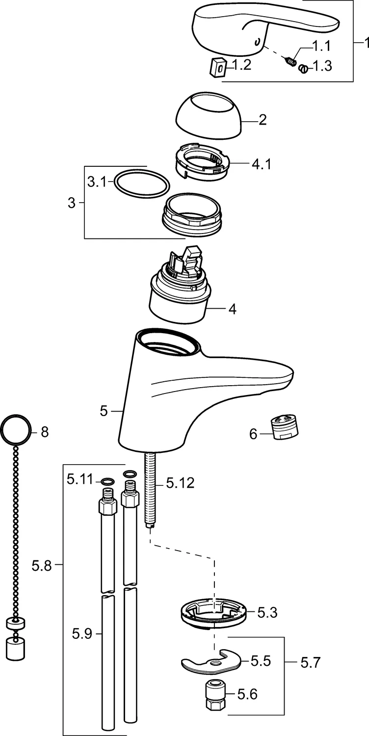 HansaMIX Waschtischarmatur Hansamix neu Einhebelmischer Chrom
