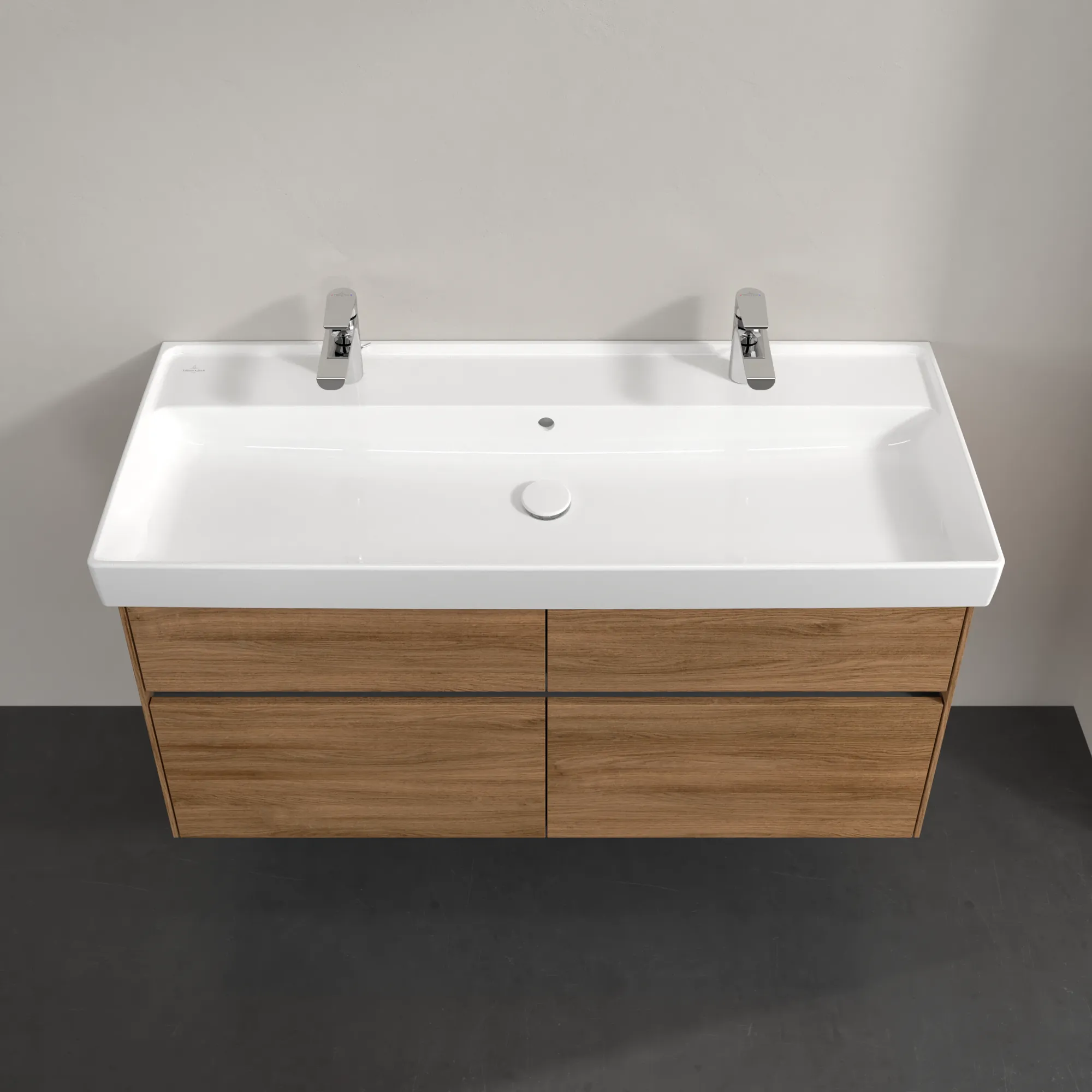 Villeroy & Boch Waschtischunterschrank „Collaro“ 1154 × 546 × 444 mm Kansas Oak, ohne Beleuchtung, für Becken mittig