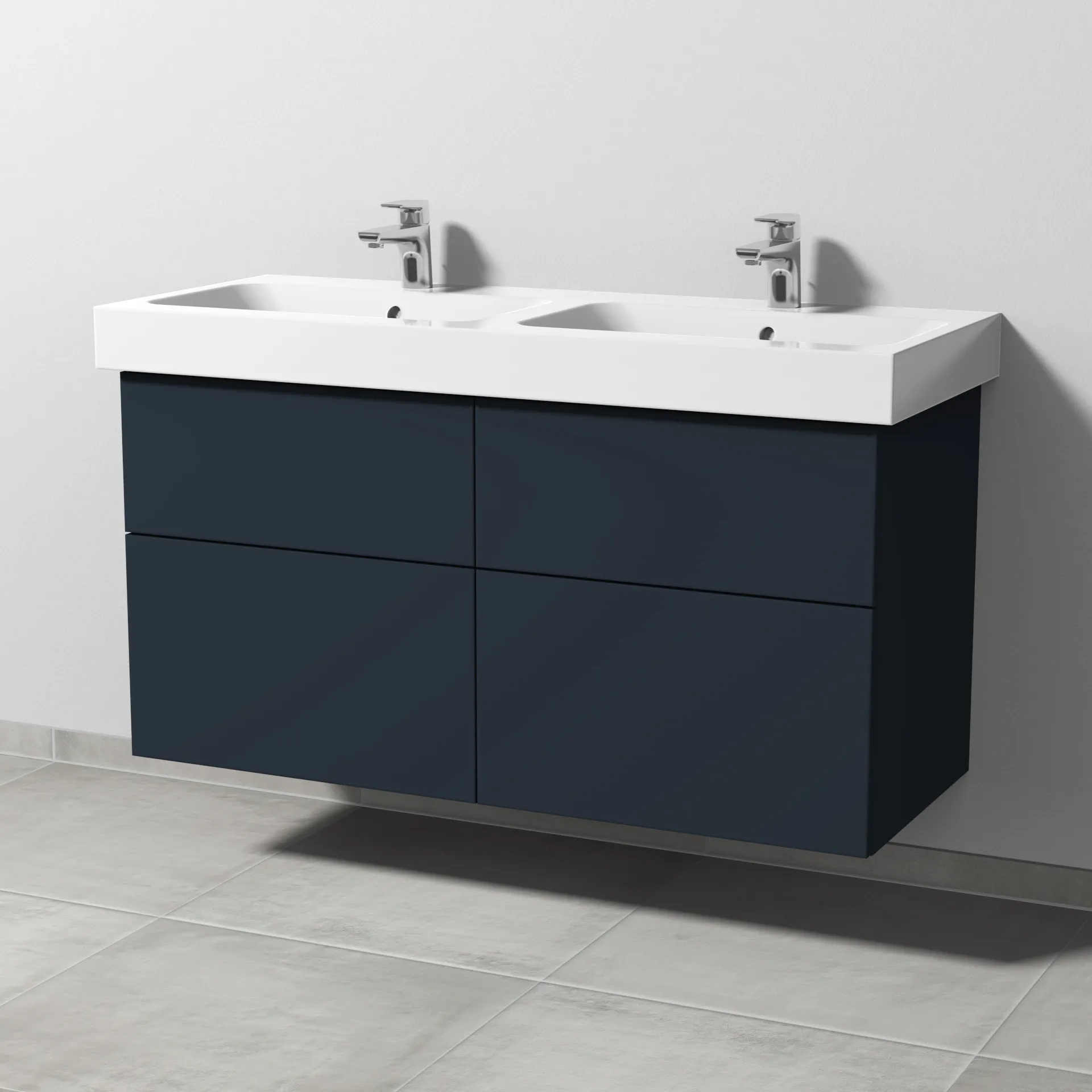 Sanipa Waschtischunterschrank „3way“ passend zu Keramik-Waschtische iCon von Geberit 1150 × 593 × 462 mm in Marine (matt), mit Hahnlochbohrung, Becken