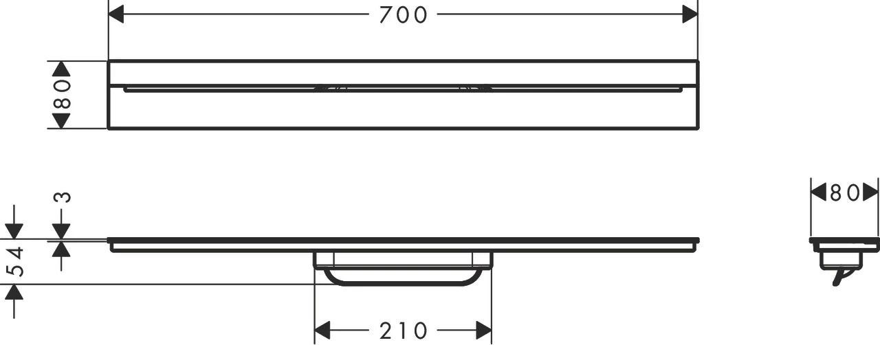 AXOR Drain Fertigset Duschrinne 700 zur Wandmontage Chrom