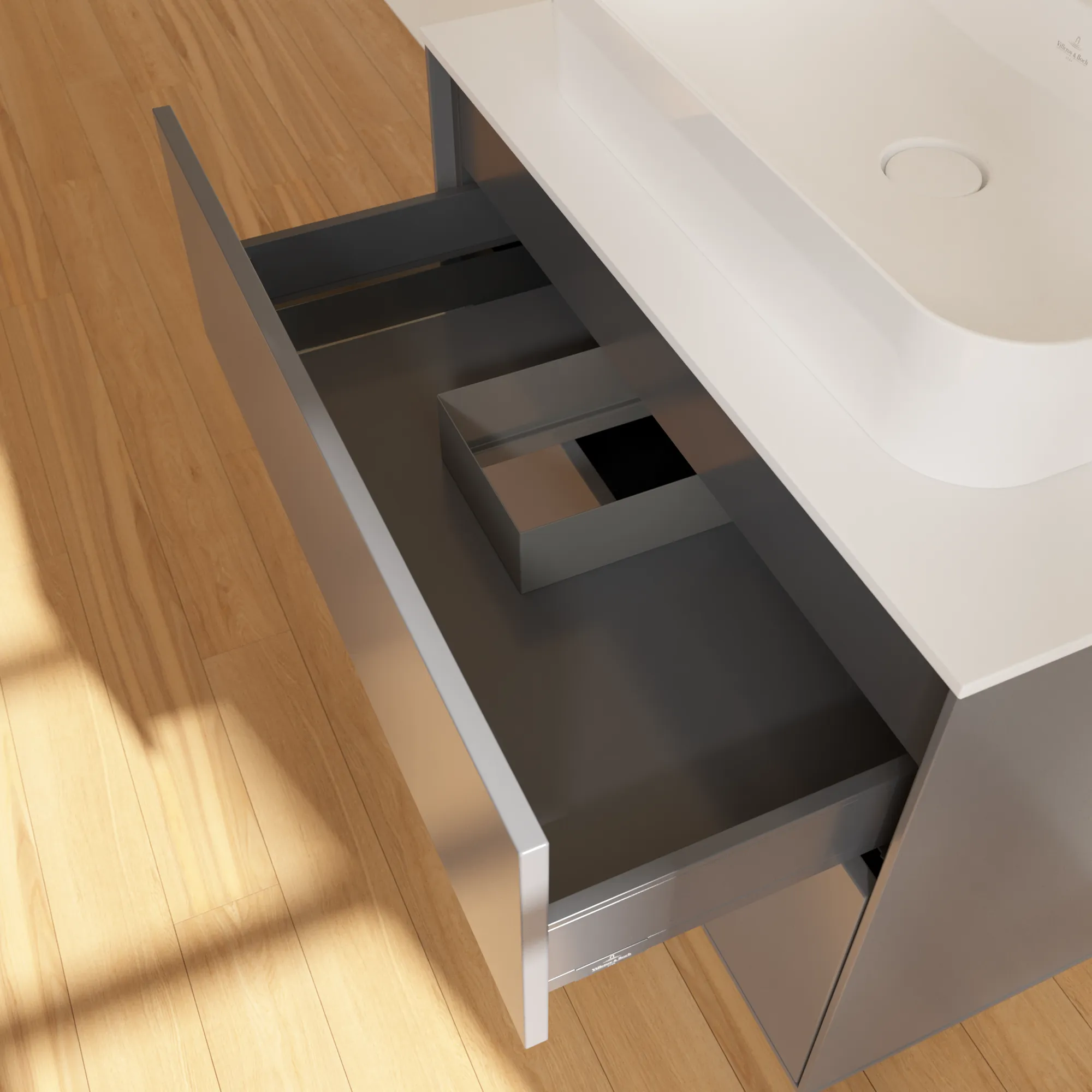 Villeroy & Boch Waschbeckenunterschrank Finion F34, Anthracite Matt Lacquer, 800 x 603 x 501 mm, mit SoftClosing und Push-to-open Funktion Villeroy & Boch Waschbeckenunterschrank Finion F34, Anthracite Matt Lacquer, 800 x 603 x 501 mm, mit SoftClosing und Push-to-open Funktion