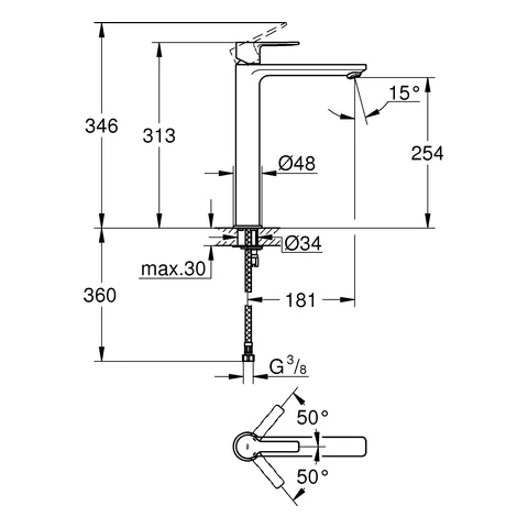 Einhand-Waschtischbatterie Lineare 23405_1, XL-Size, Einlochmontage, für freistehende Waschschüsseln, glatter Körper, Auslaufhöhe 254 mm, chrom Einhand-Waschtischbatterie Lineare 23405_1, XL-Size, Einlochmontage, für freistehende Waschschüsseln, glatter Körper, Auslaufhöhe 254 mm, chrom